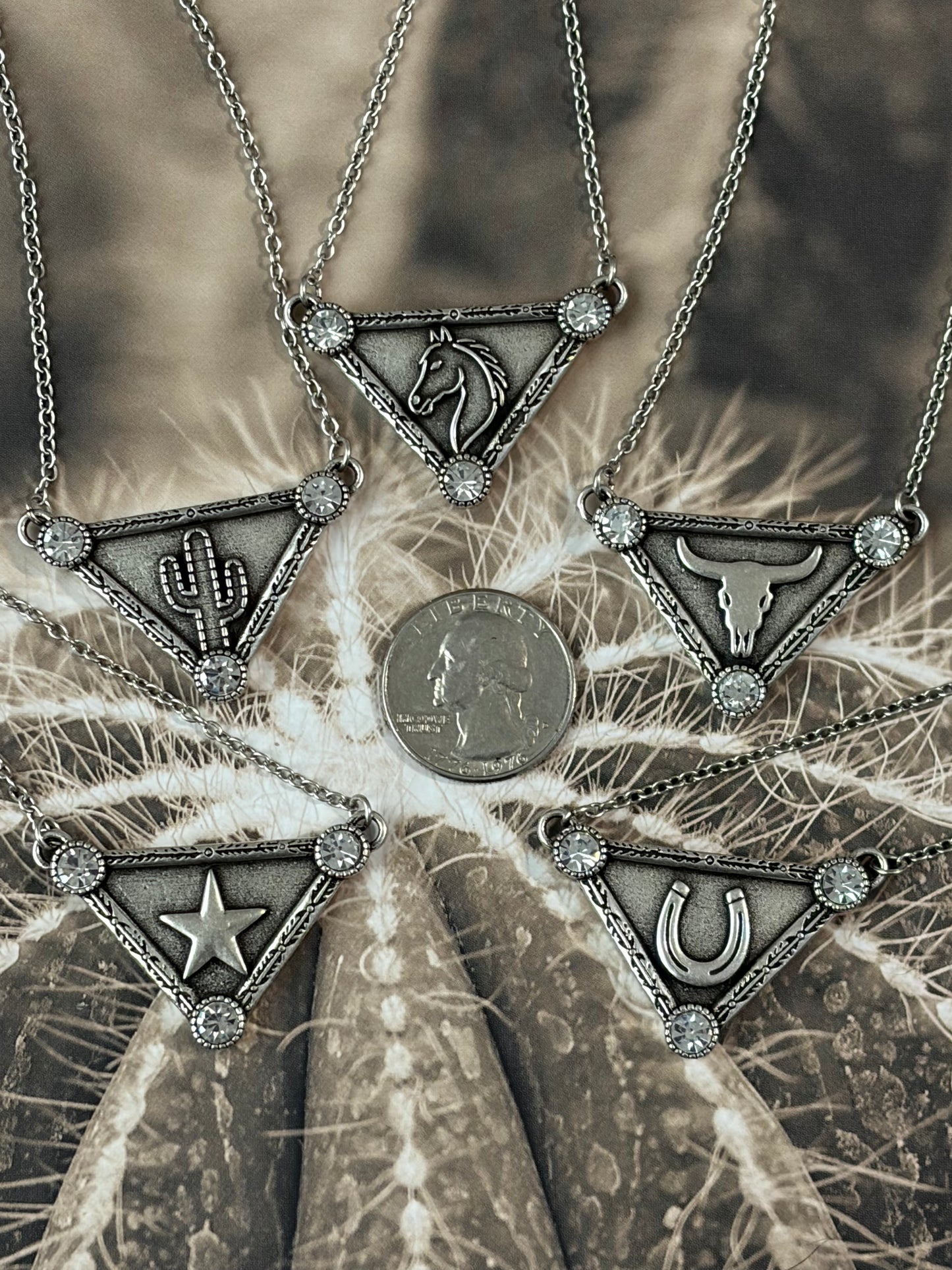 Desert Steel Western Designer Tag Necklace