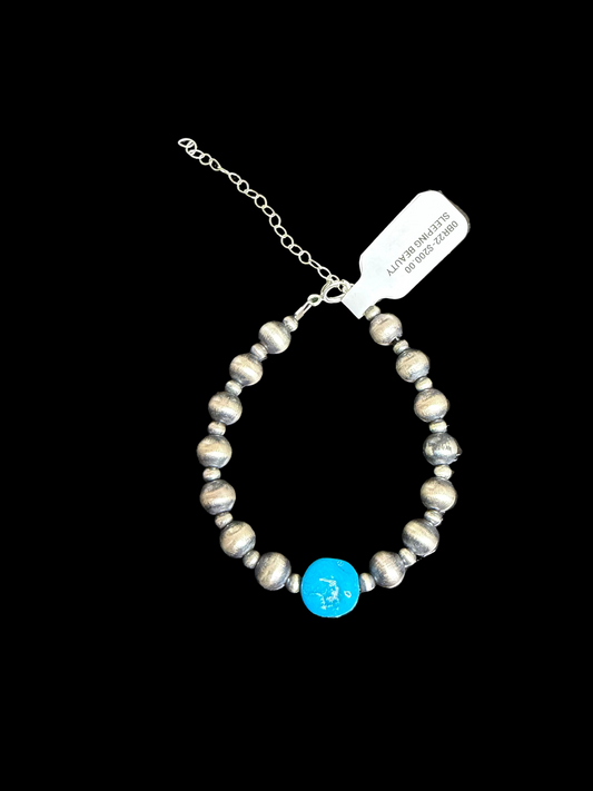 5mm Pearls & Sleeping Beauty Bracelet