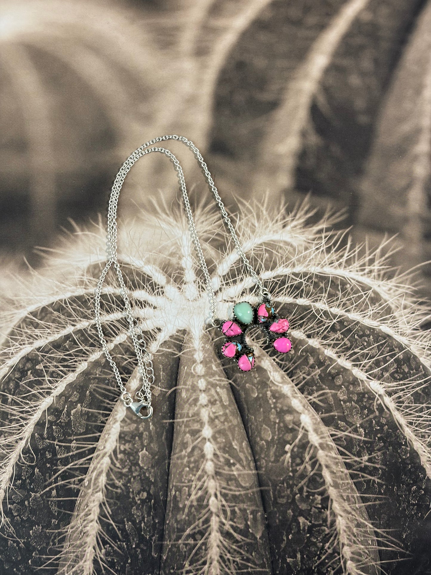 Cotton Candy Dahlia & Paloma Naja Necklace