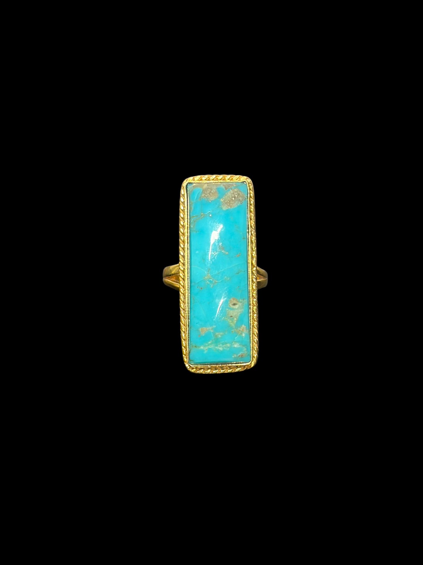 The Golden Turquoise Bar Rings