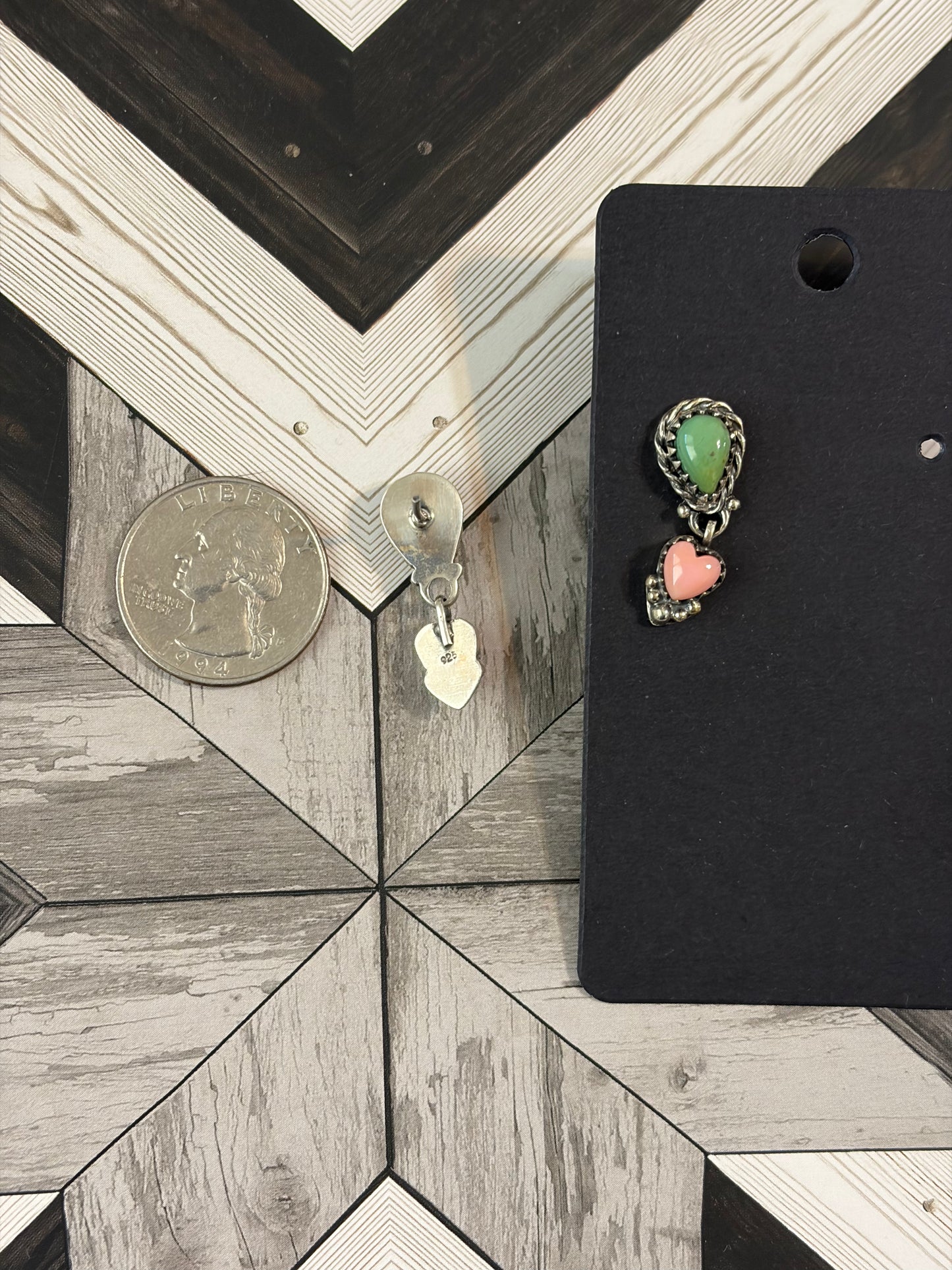 Handcrafted Kingman & Conch Heart Earrings