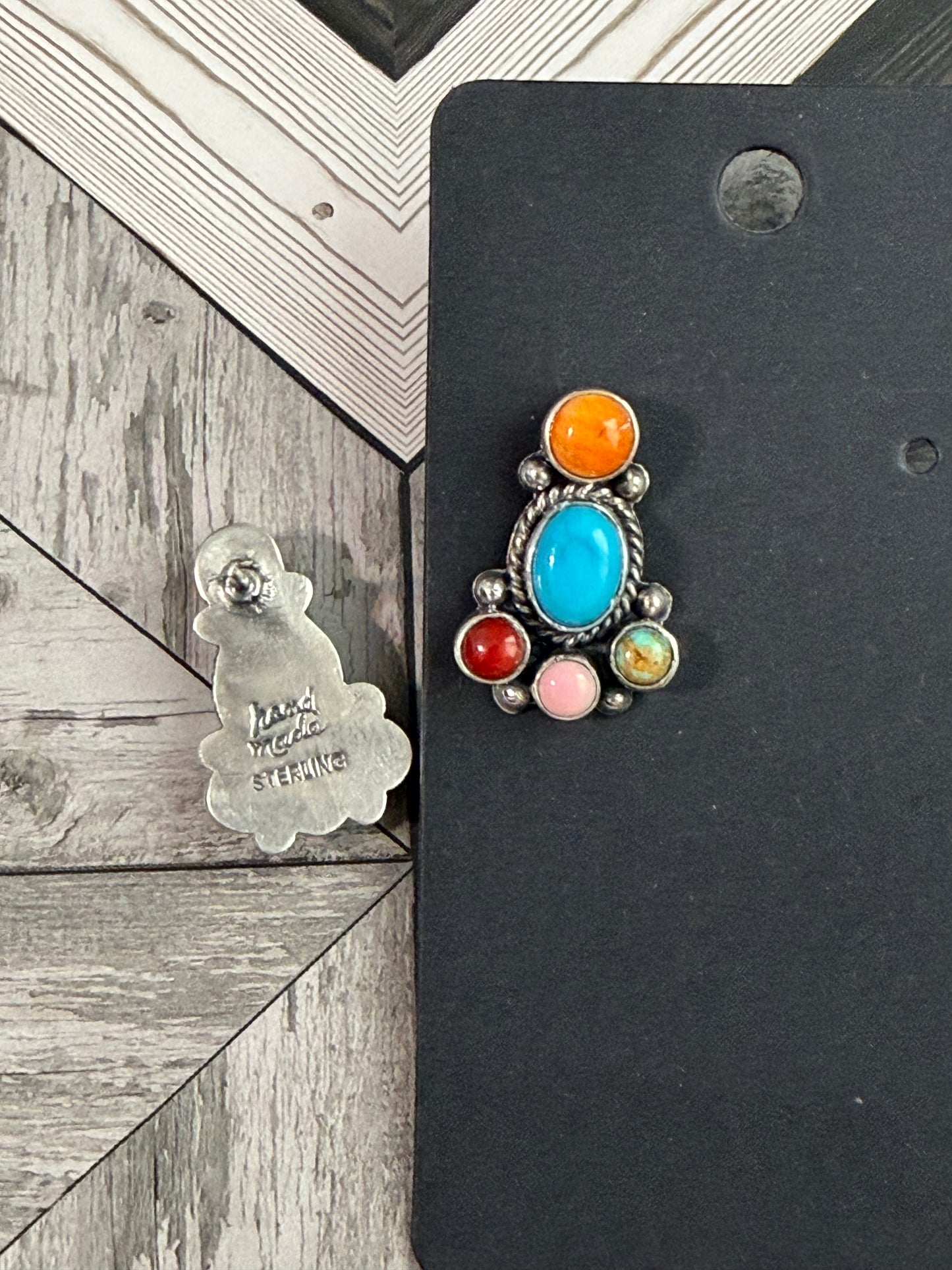 Handcrafted Multi-Stone Cluster Earrings