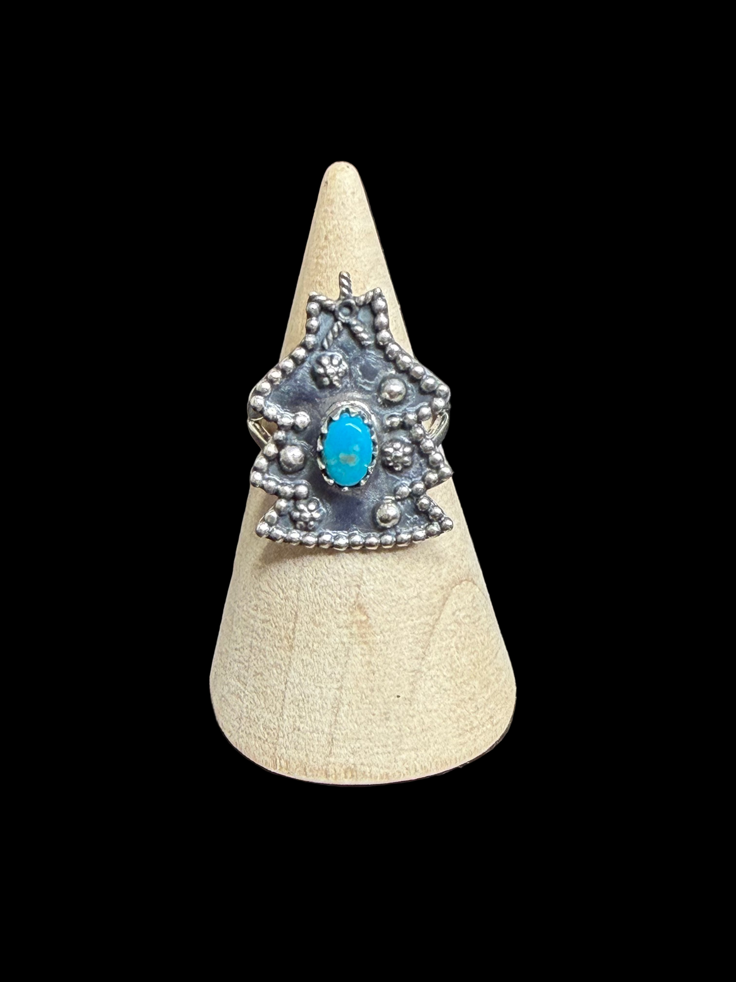 Handcrafted Kingman Turquoise Christmas Tree Ring - size 6