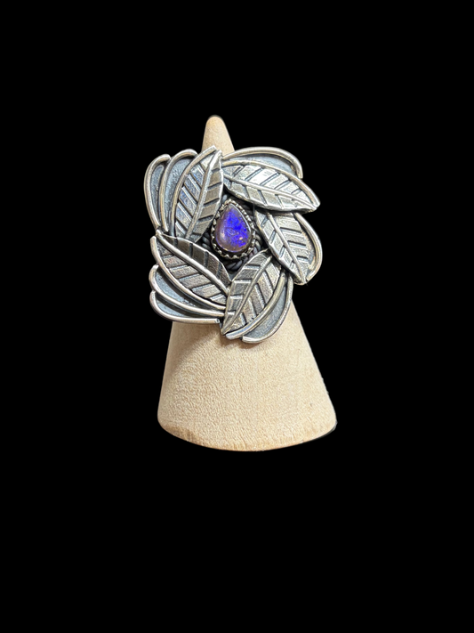 Ammolite Sterling Silver Ring - size 5