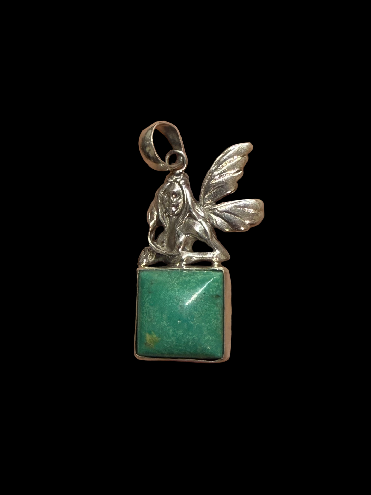 Turquoise & Fairy Sterling Pendant