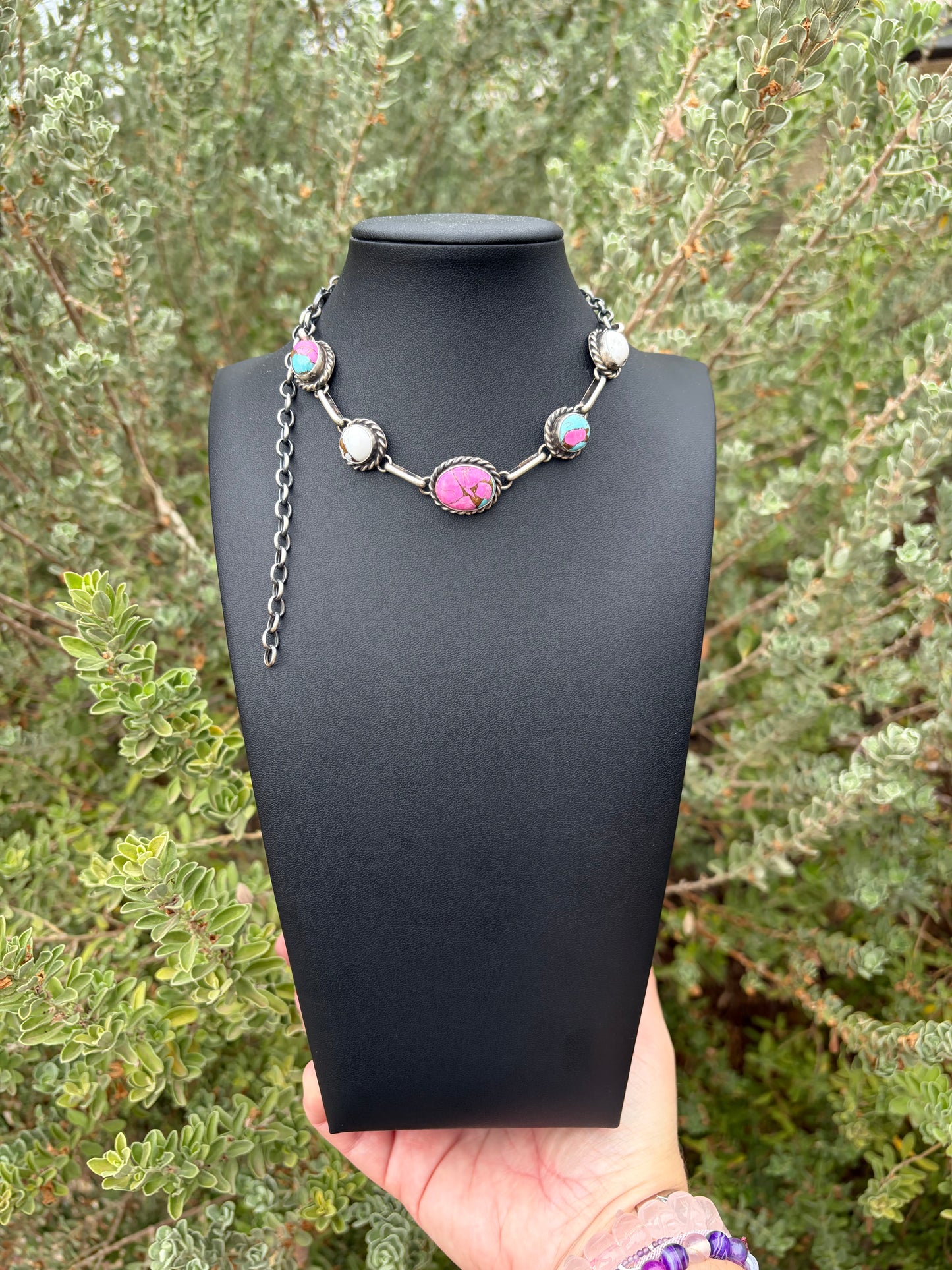 Navajo - Augustine Largo - Cotton Candy Choker Necklace
