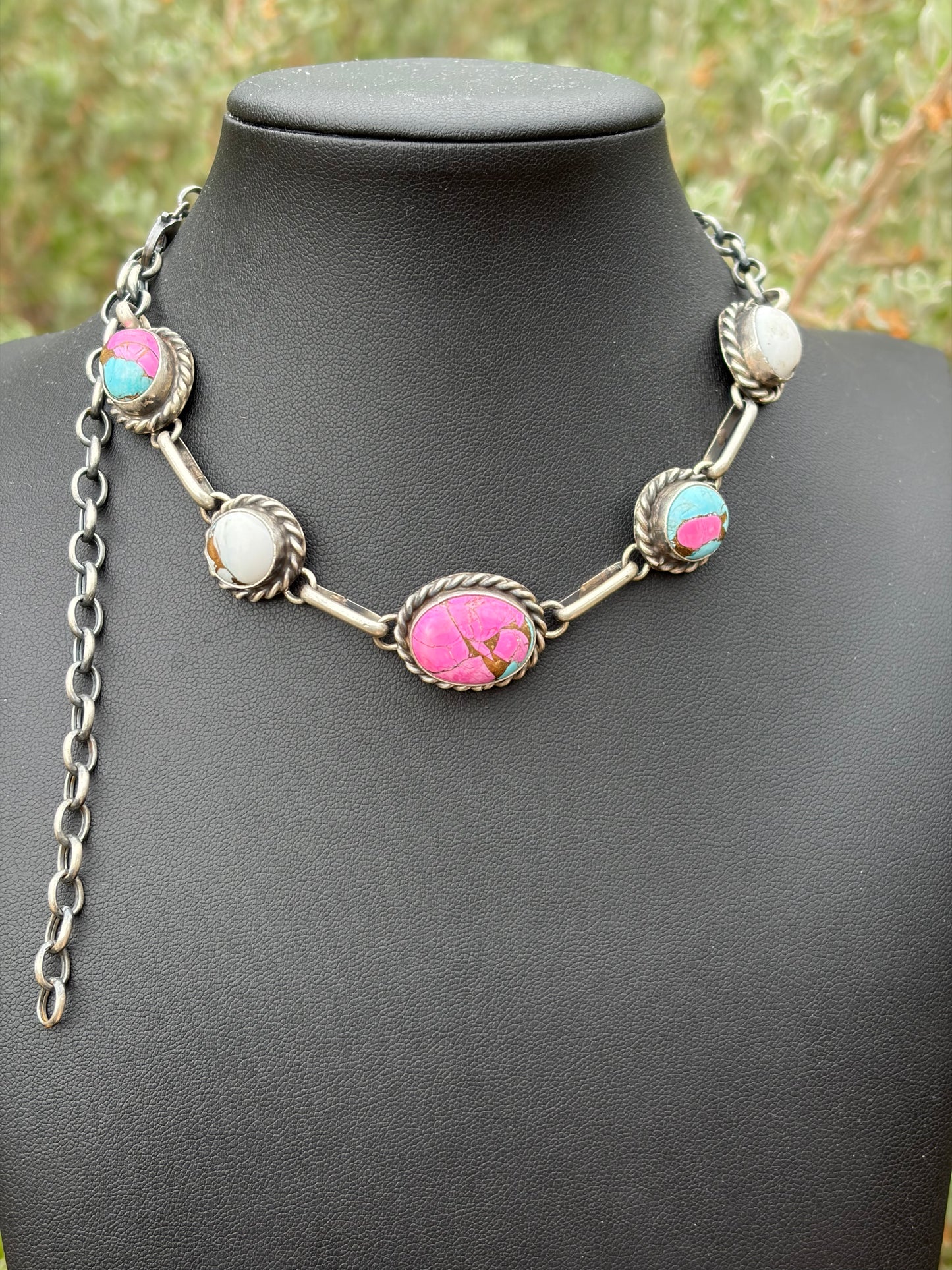 Navajo - Augustine Largo - Cotton Candy Choker Necklace