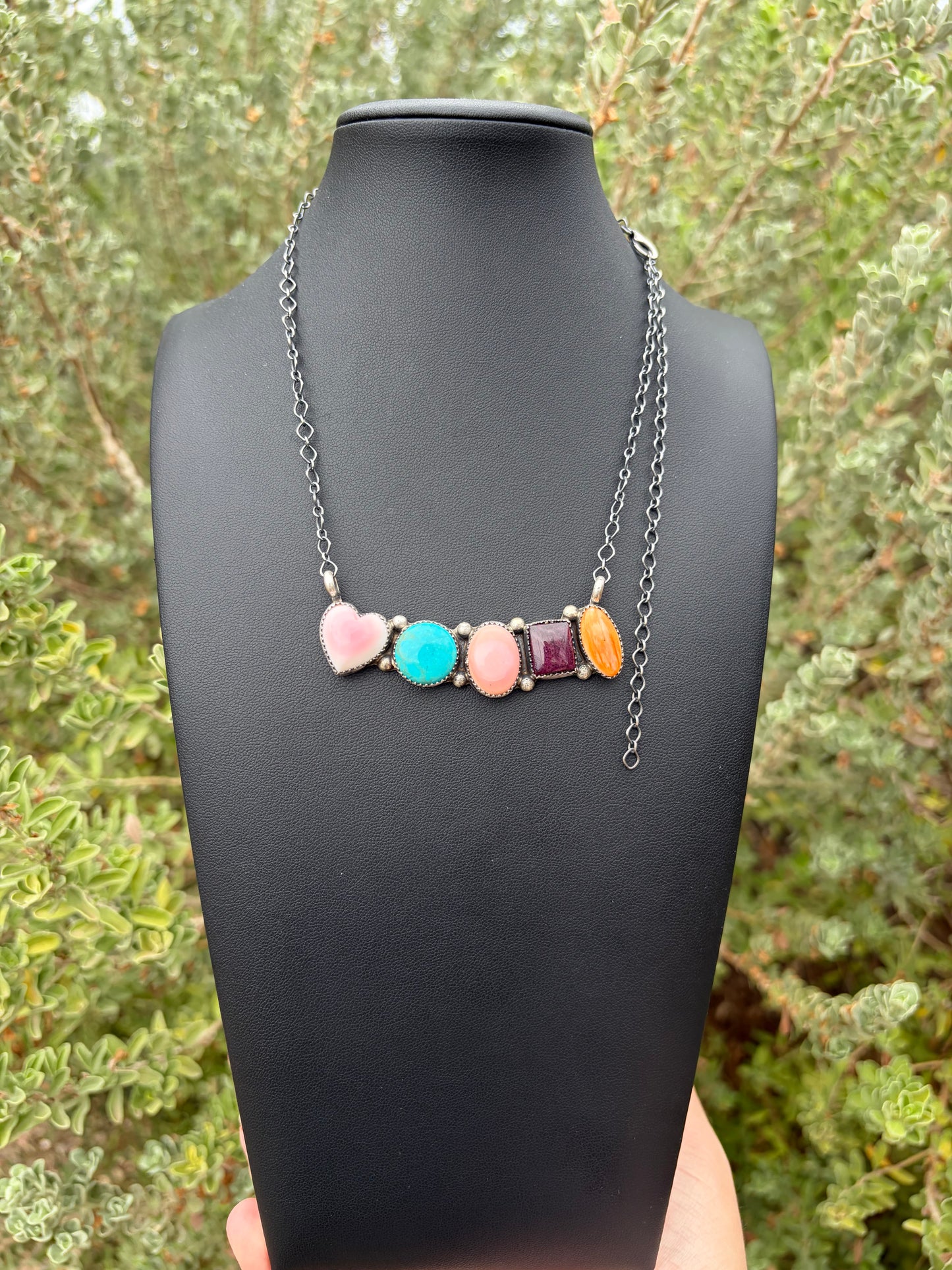 Navajo - Hiram Largo - Multi-Stone Bar Statement Necklace
