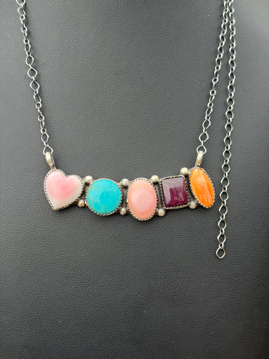 Navajo - Hiram Largo - Multi-Stone Bar Statement Necklace