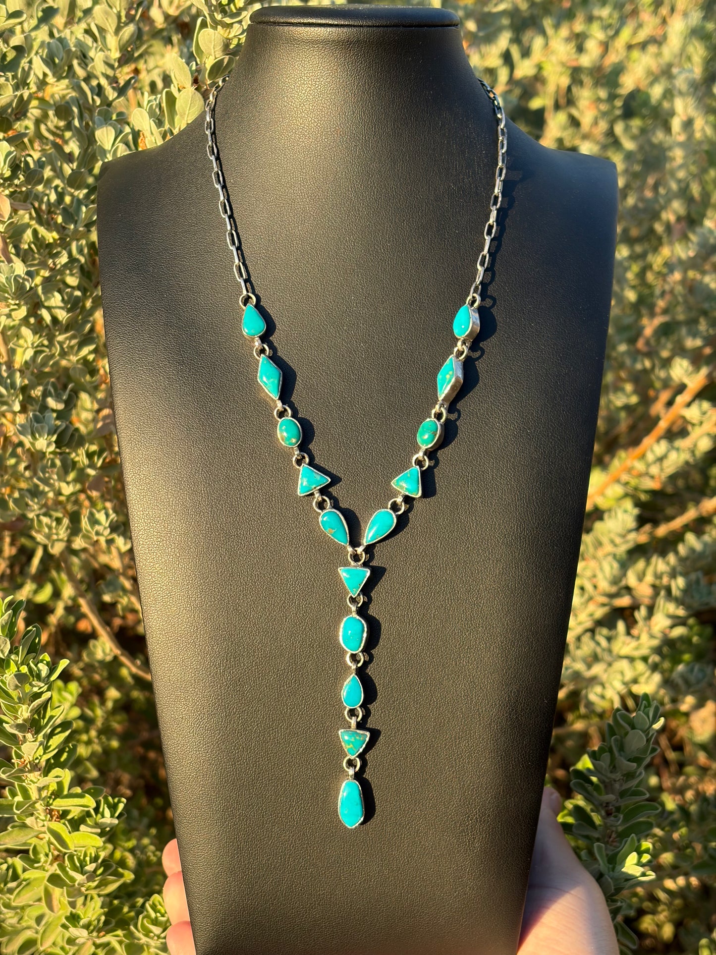 Handcrafted Kingman Turquoise Lariat Necklace