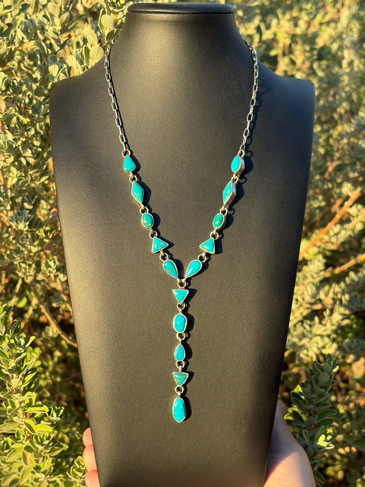 Handcrafted Kingman Turquoise Lariat Necklace