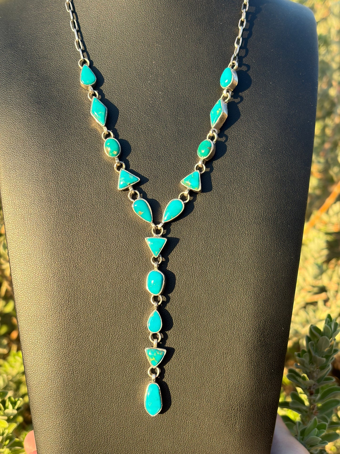 Handcrafted Kingman Turquoise Lariat Necklace
