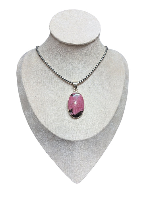 Rhodonite Sterling Silver Pendant