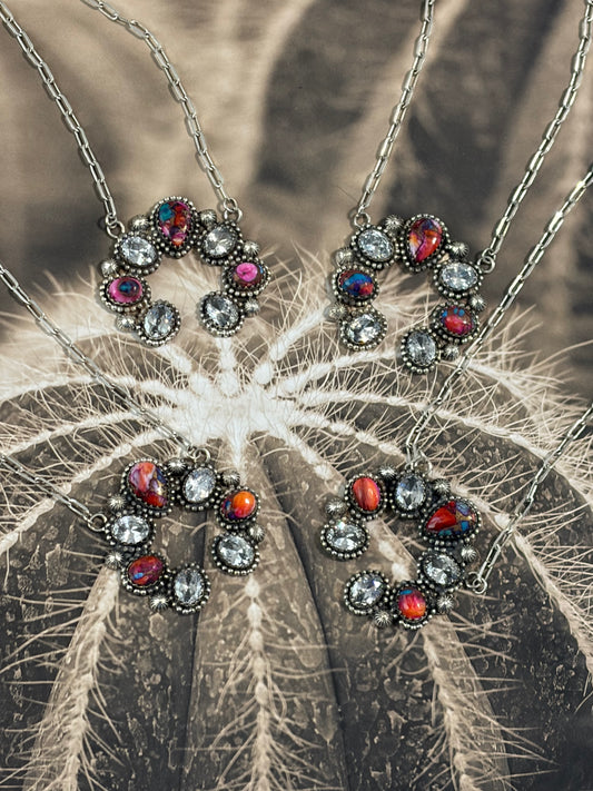 Southwestern Sparkle Naja Style Neckalce- Pink Dahlia