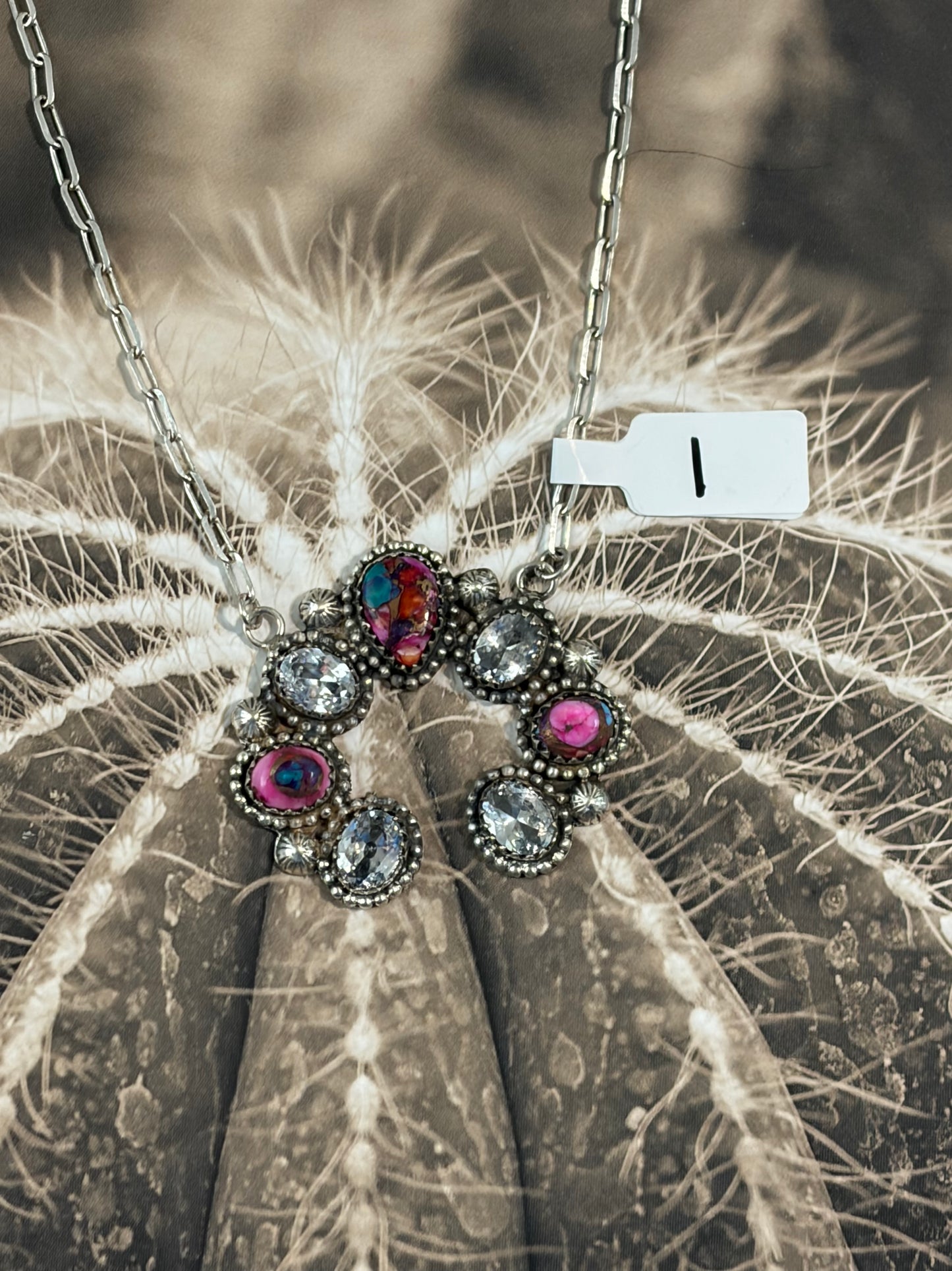 Southwestern Sparkle Naja Style Neckalce- Pink Dahlia