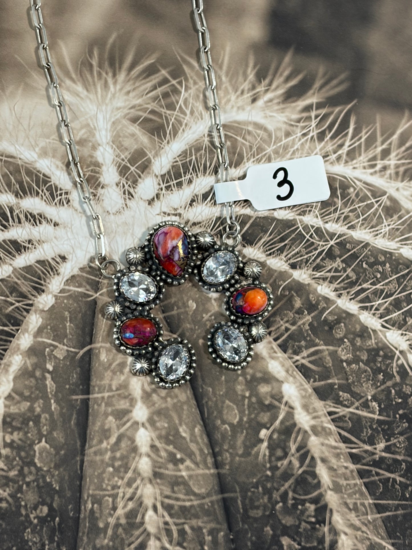 Southwestern Sparkle Naja Style Neckalce- Pink Dahlia