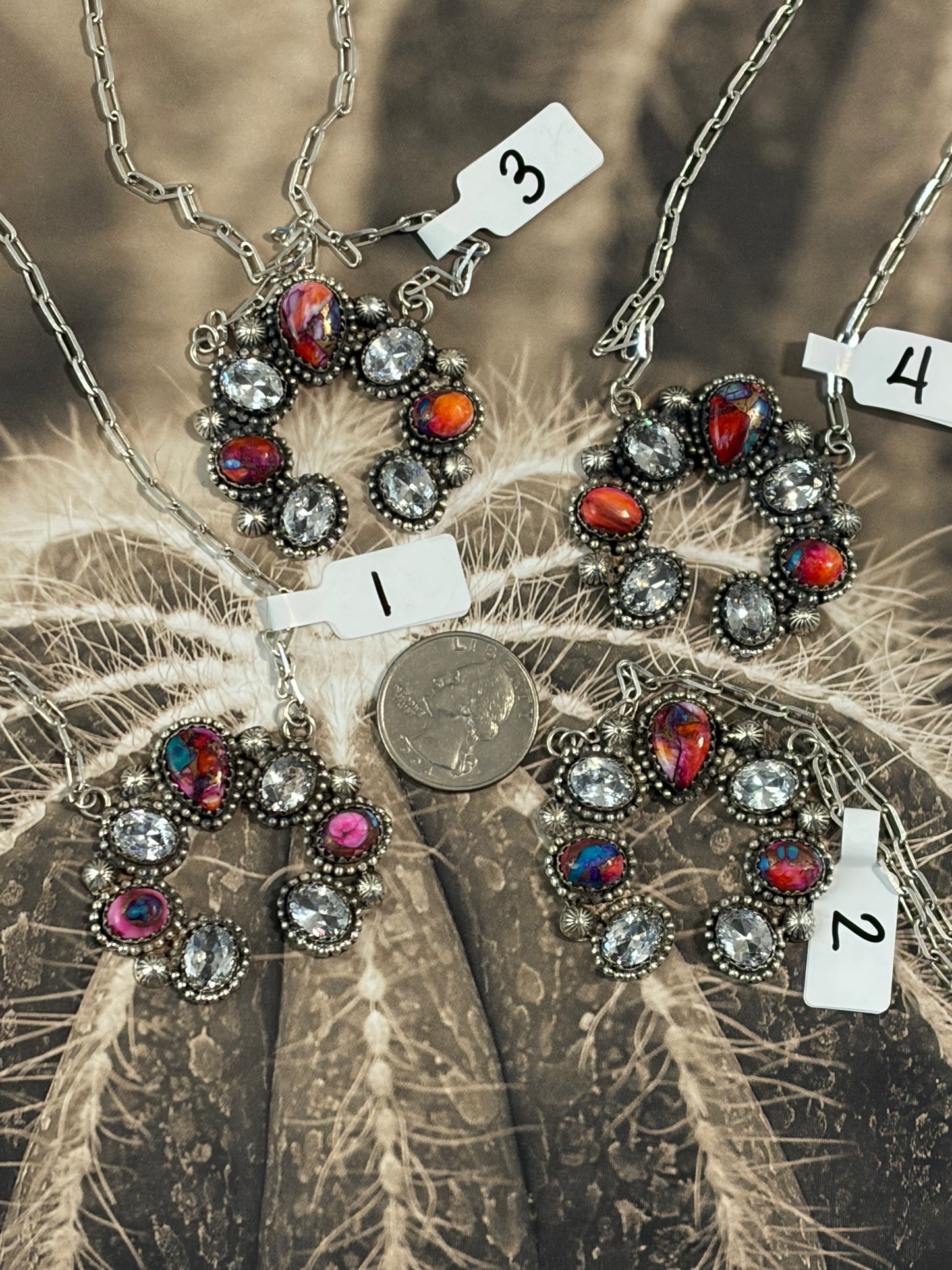 Southwestern Sparkle Naja Style Neckalce- Pink Dahlia