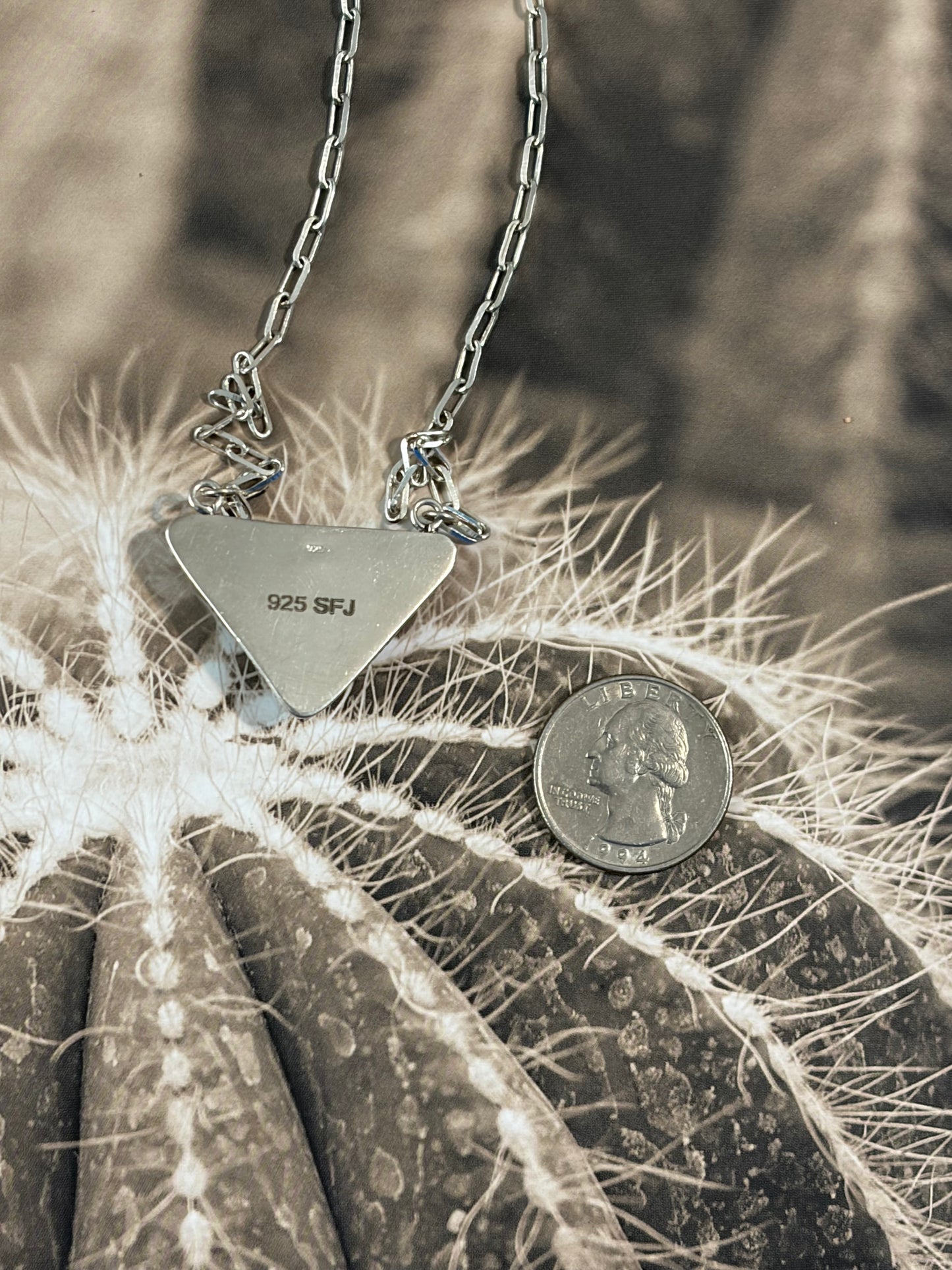 Genuine Stone Triangle Pendant Necklace