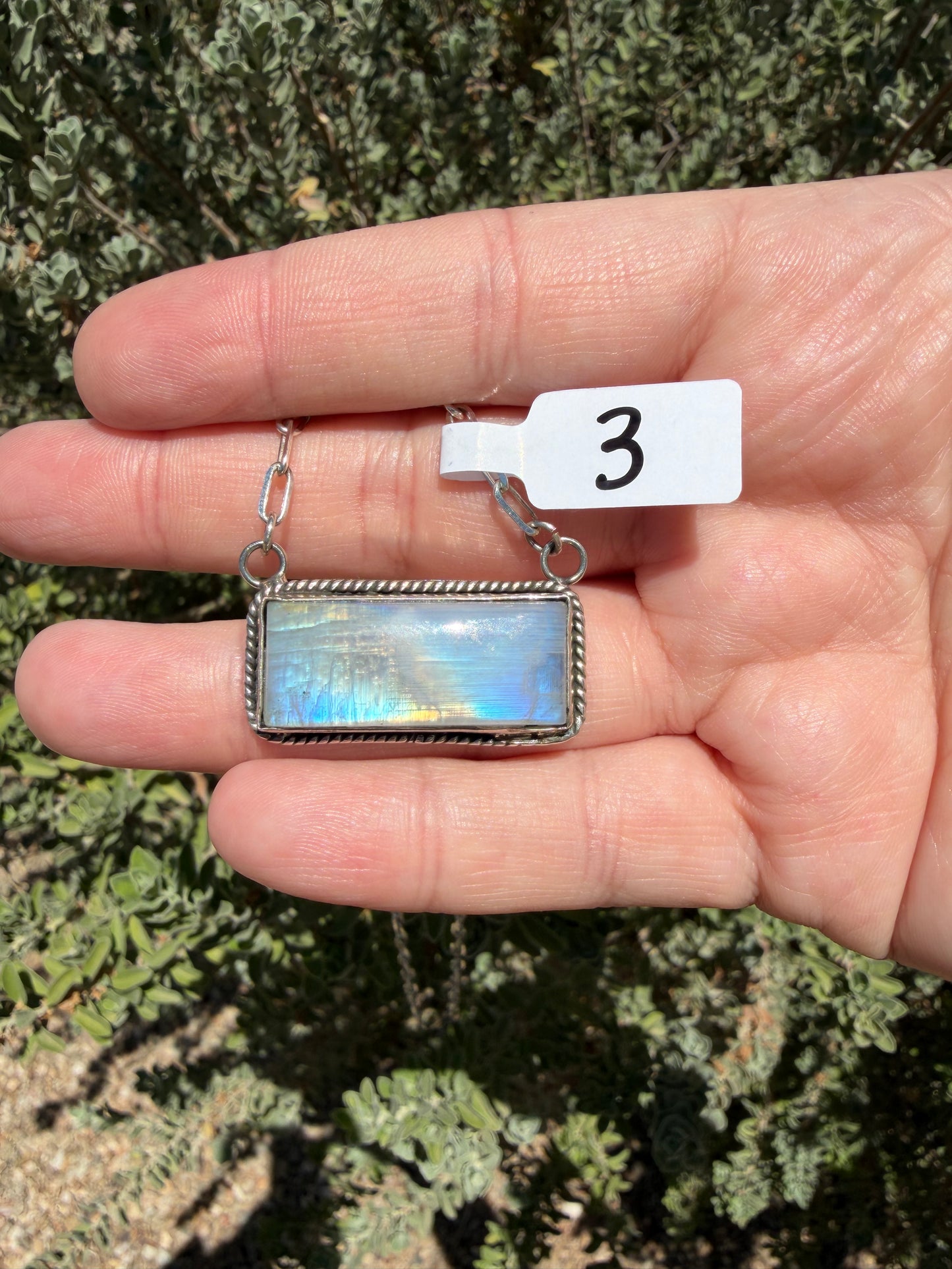 The Rainbow Moonstone Bar Necklace