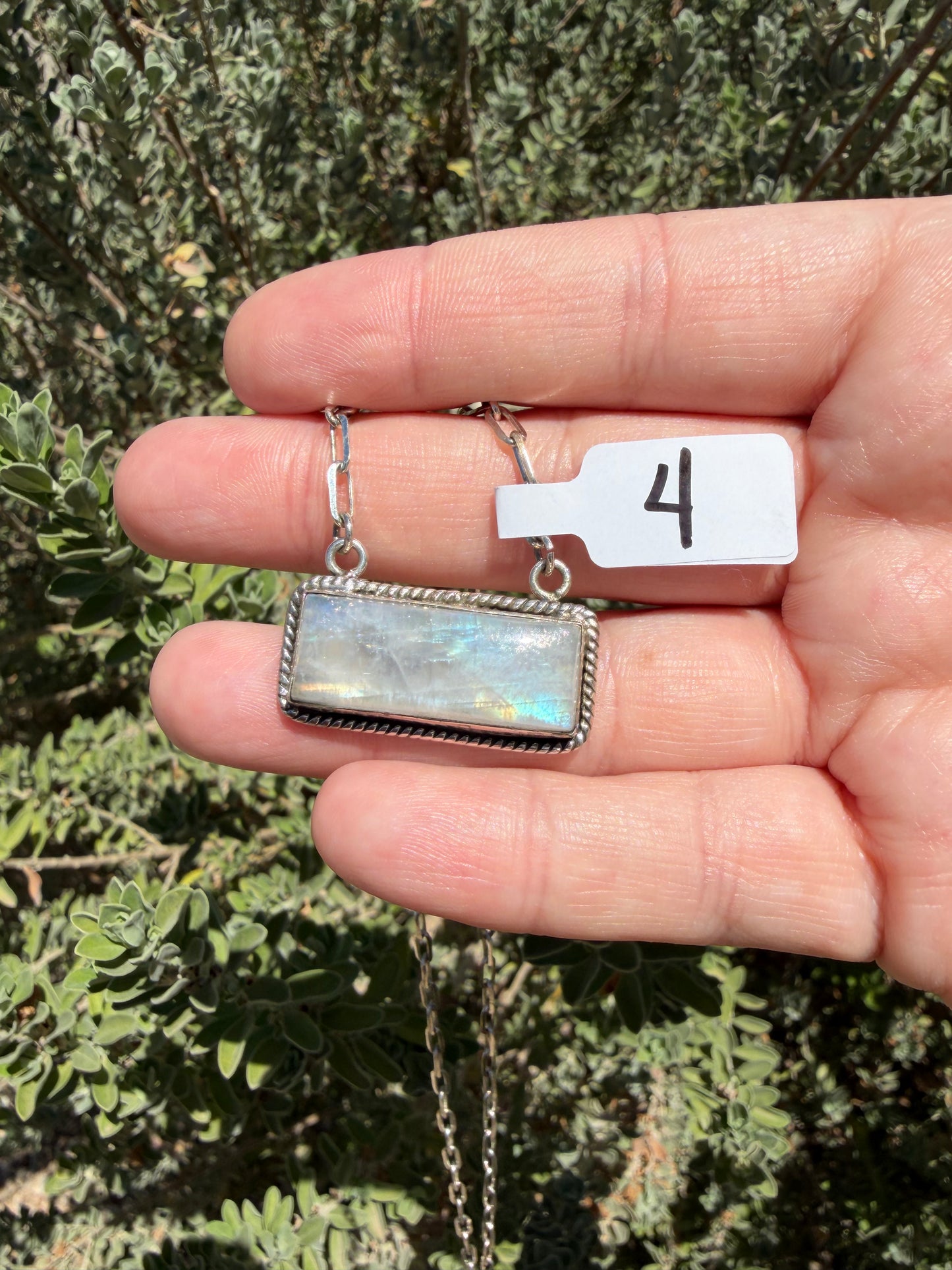 The Rainbow Moonstone Bar Necklace