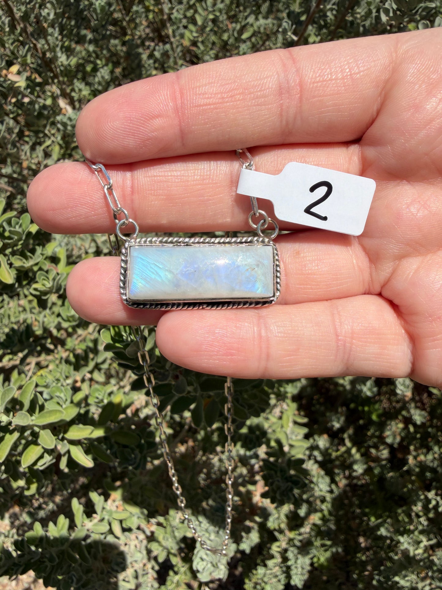 The Rainbow Moonstone Bar Necklace