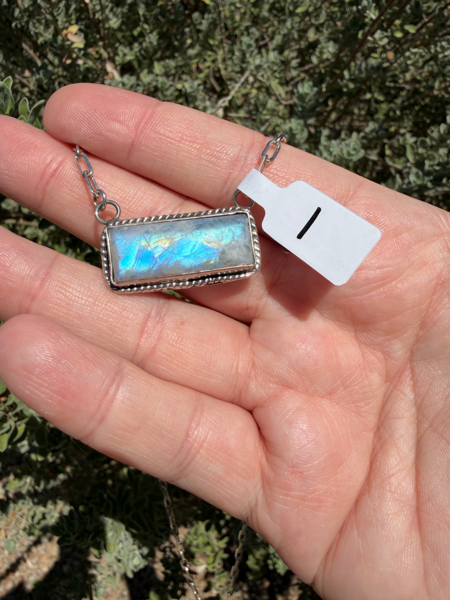 The Rainbow Moonstone Bar Necklace