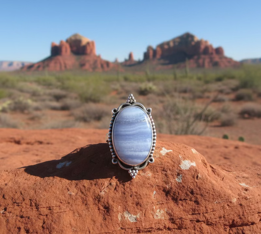 Blue Lace Agate Ring - size 9.5