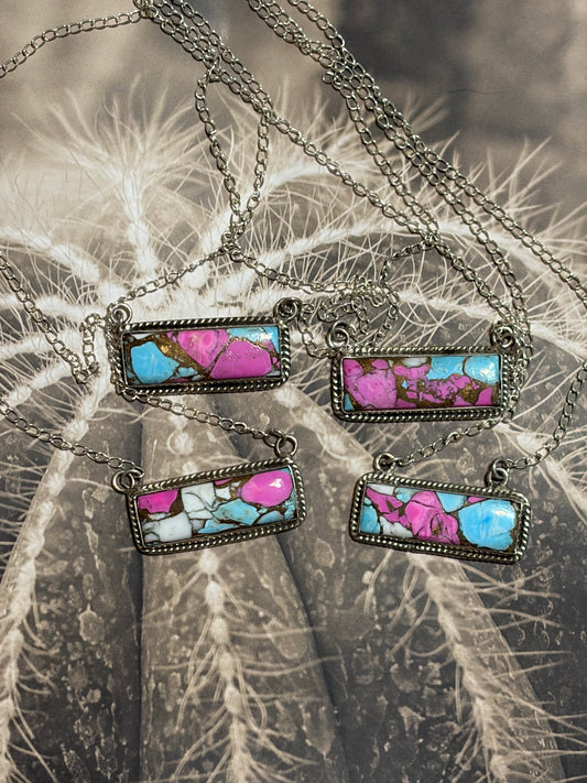 Cotton Candy Dahlia Bar Necklace