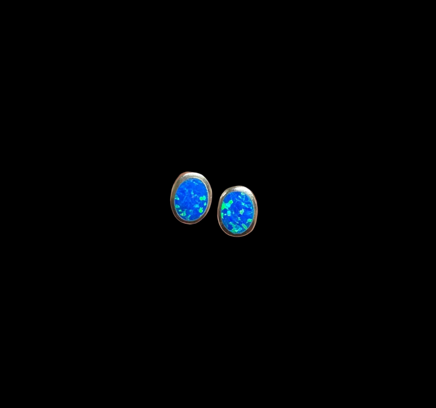 TAXCO Blue Lab Opal Stud Earrings