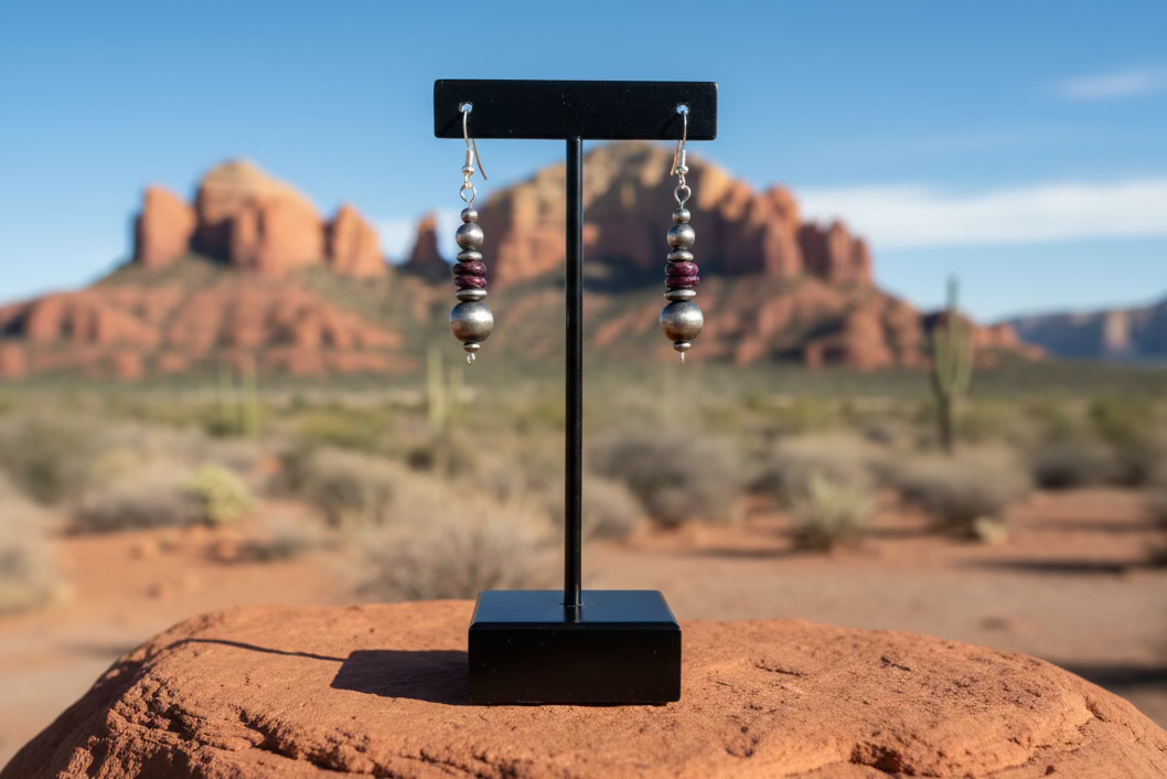 Desert Pearl & Purple Spiny Earrings