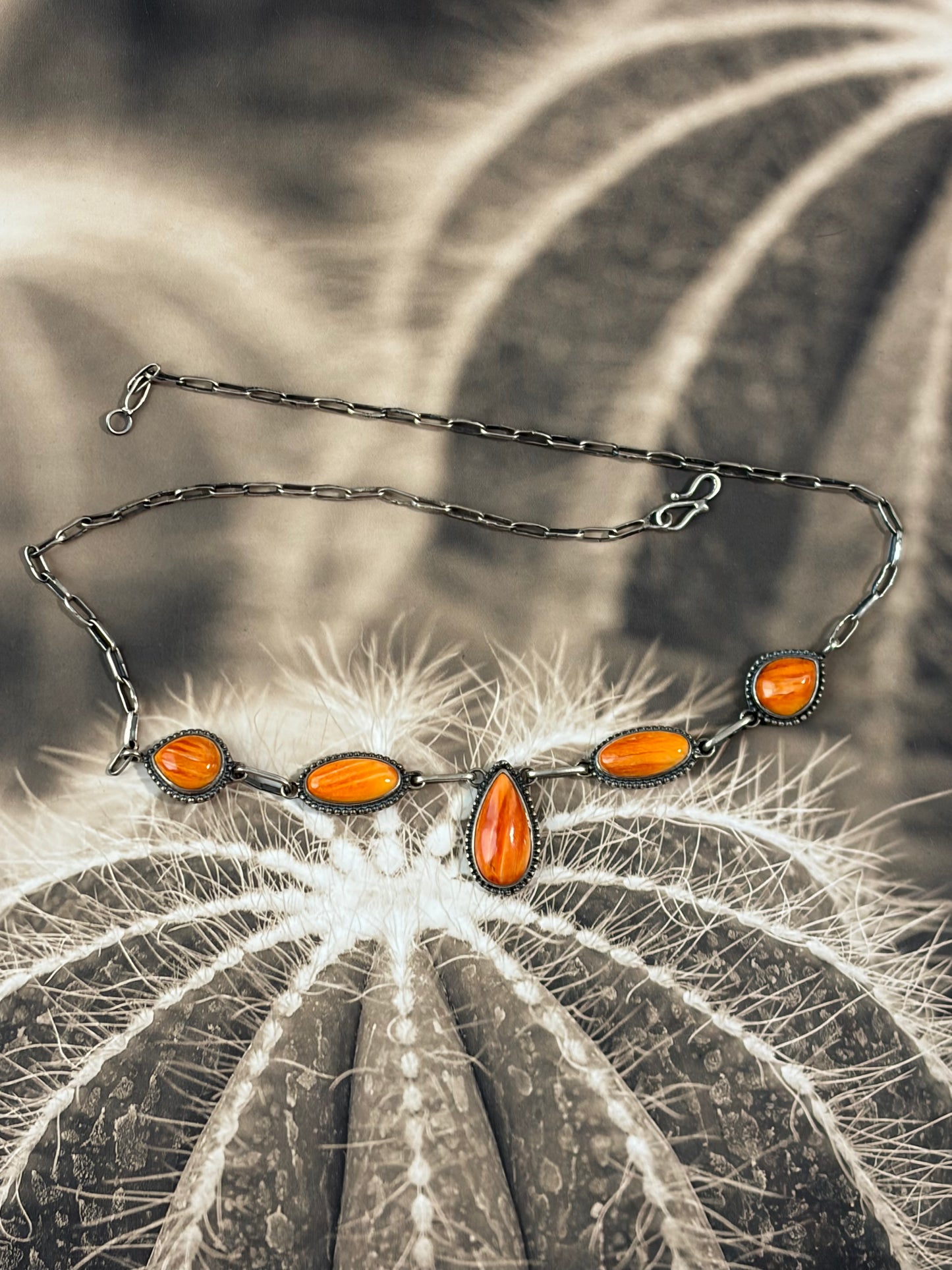 Handcrafted Orange Spiny Necklace