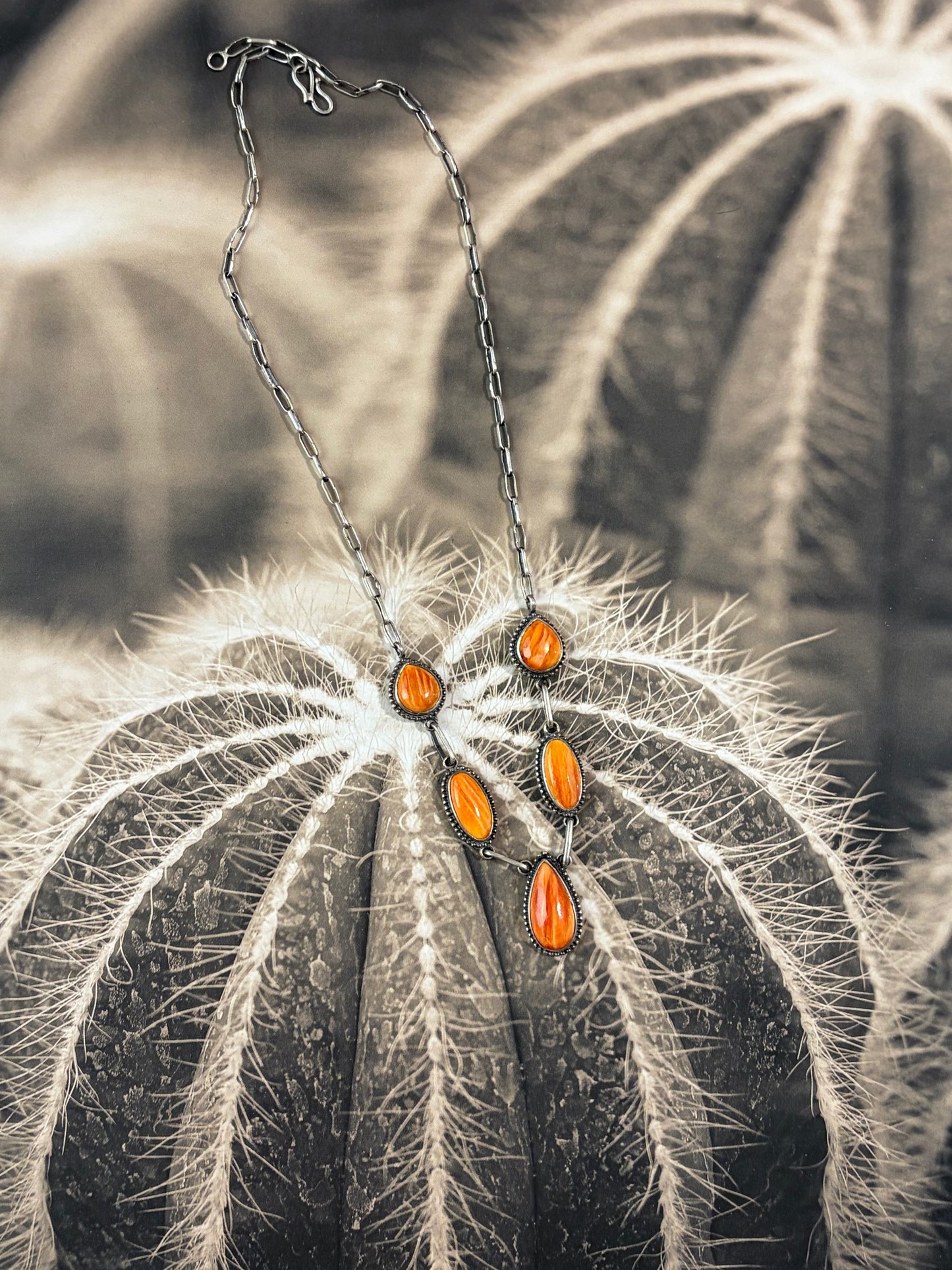 Handcrafted Orange Spiny Necklace