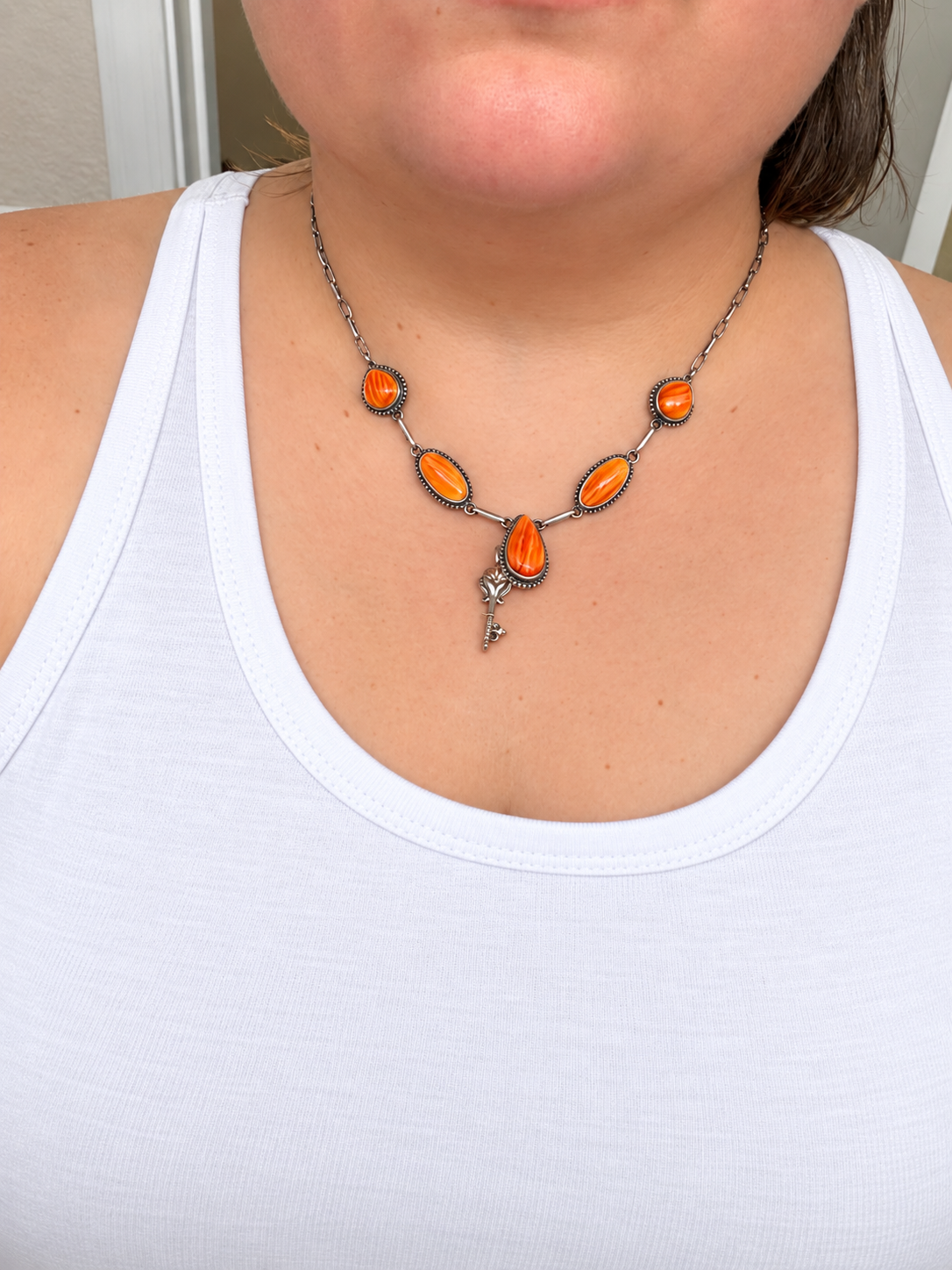 Handcrafted Orange Spiny Necklace