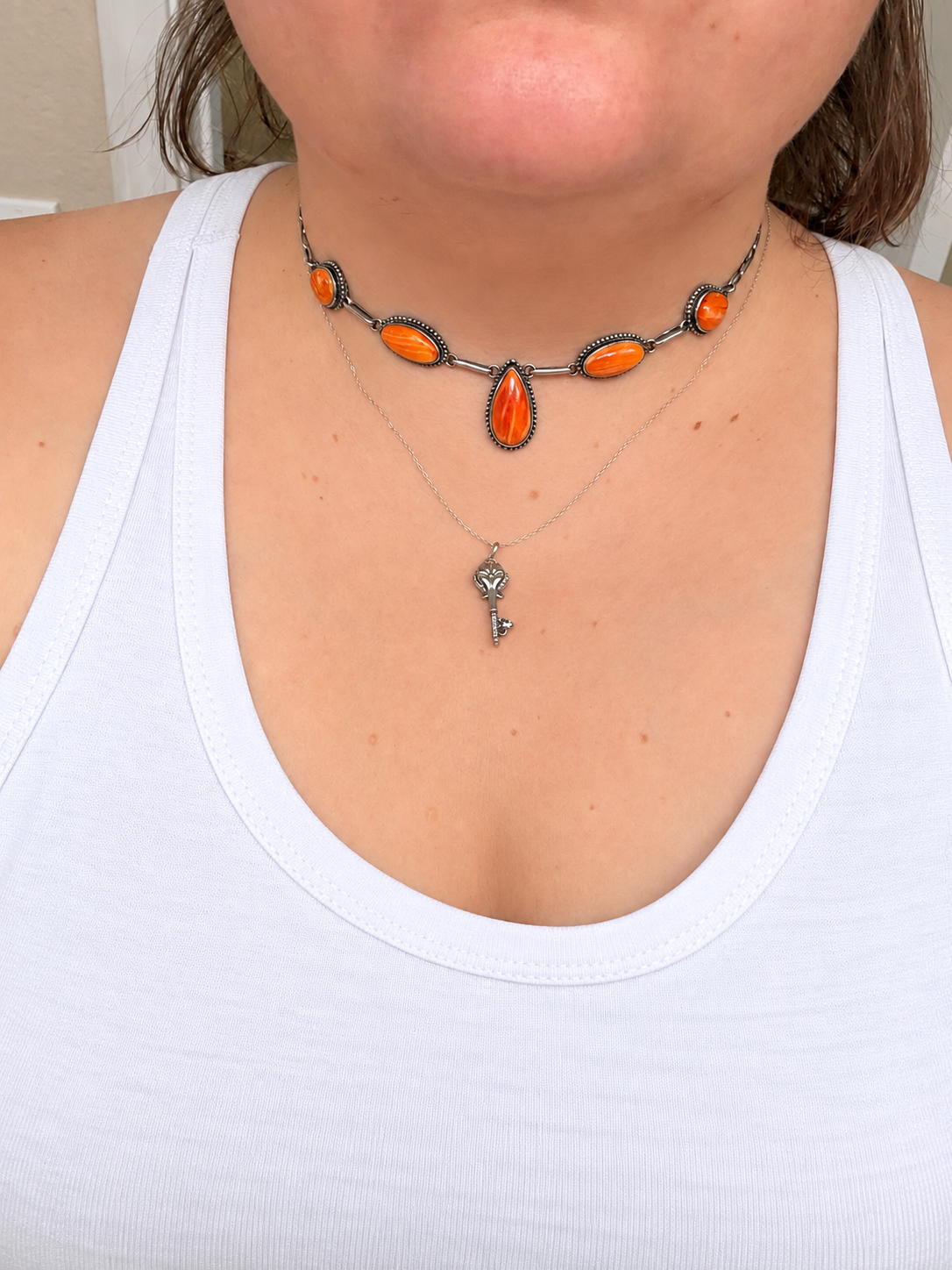 Handcrafted Orange Spiny Necklace