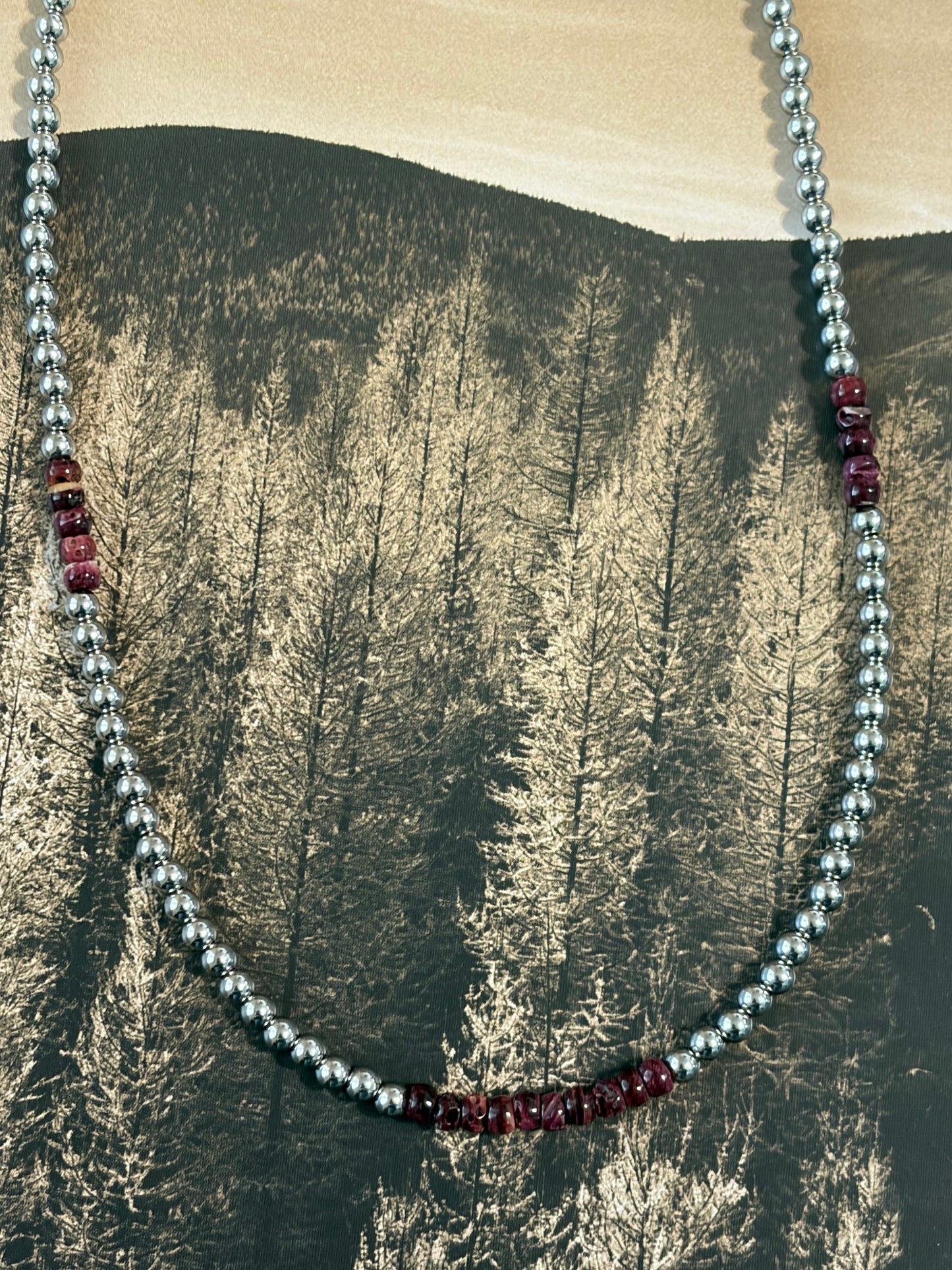 Desert Steel Purple Spiny Necklace