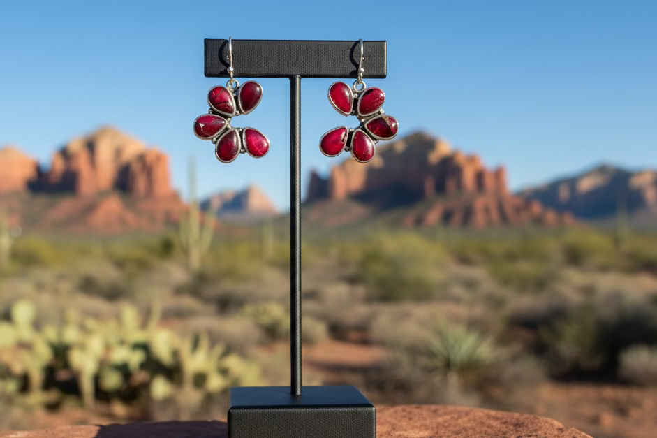 Red Dahlia Naja Style Earrings