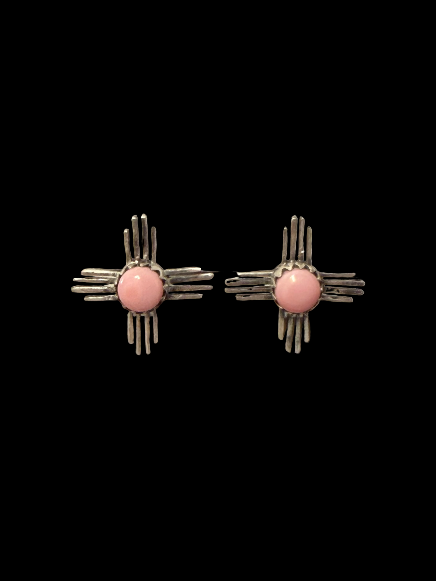 Handcrafted Pink Conch Zia Stud Earrings