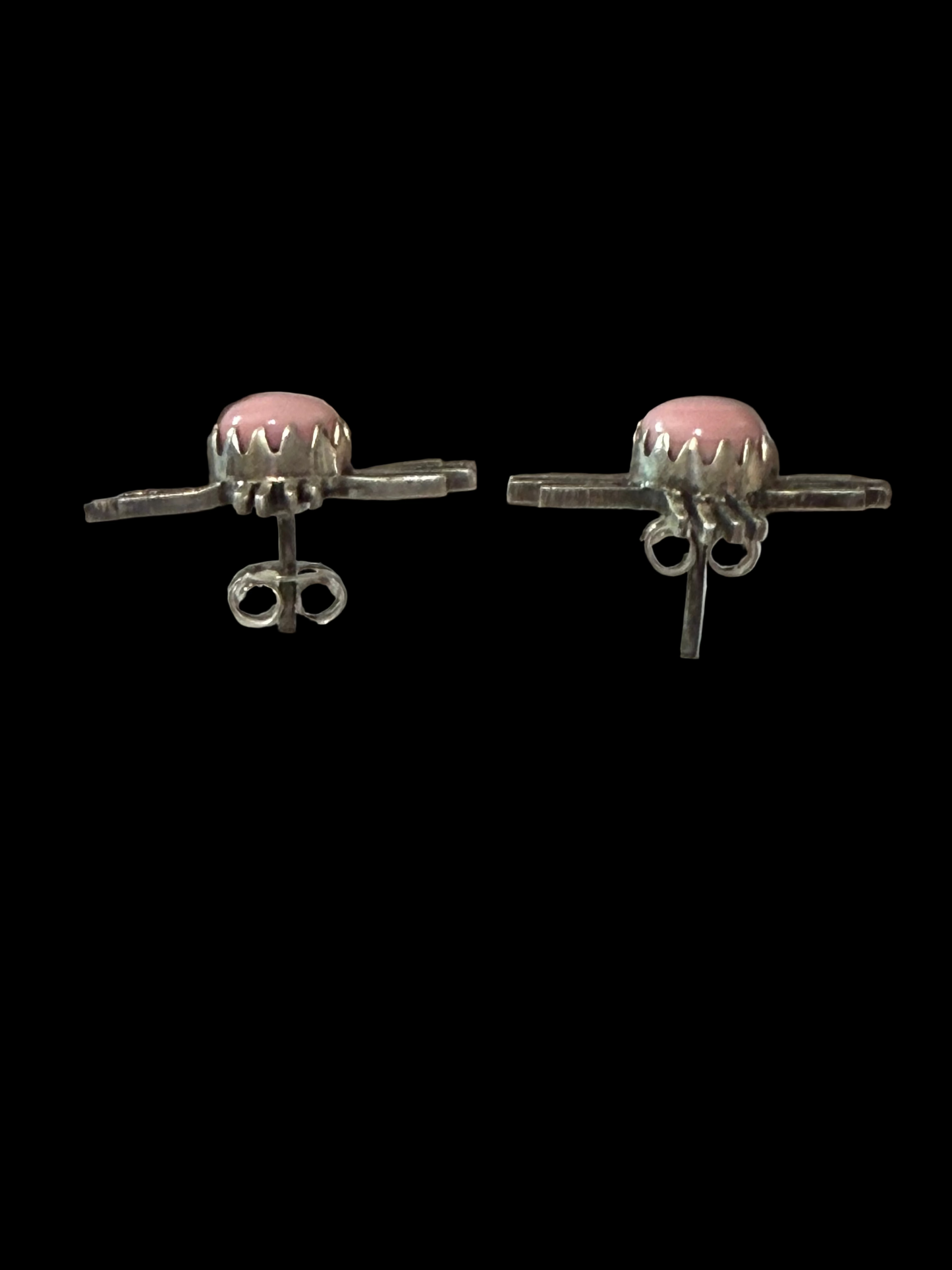 Handcrafted Pink Conch Zia Stud Earrings