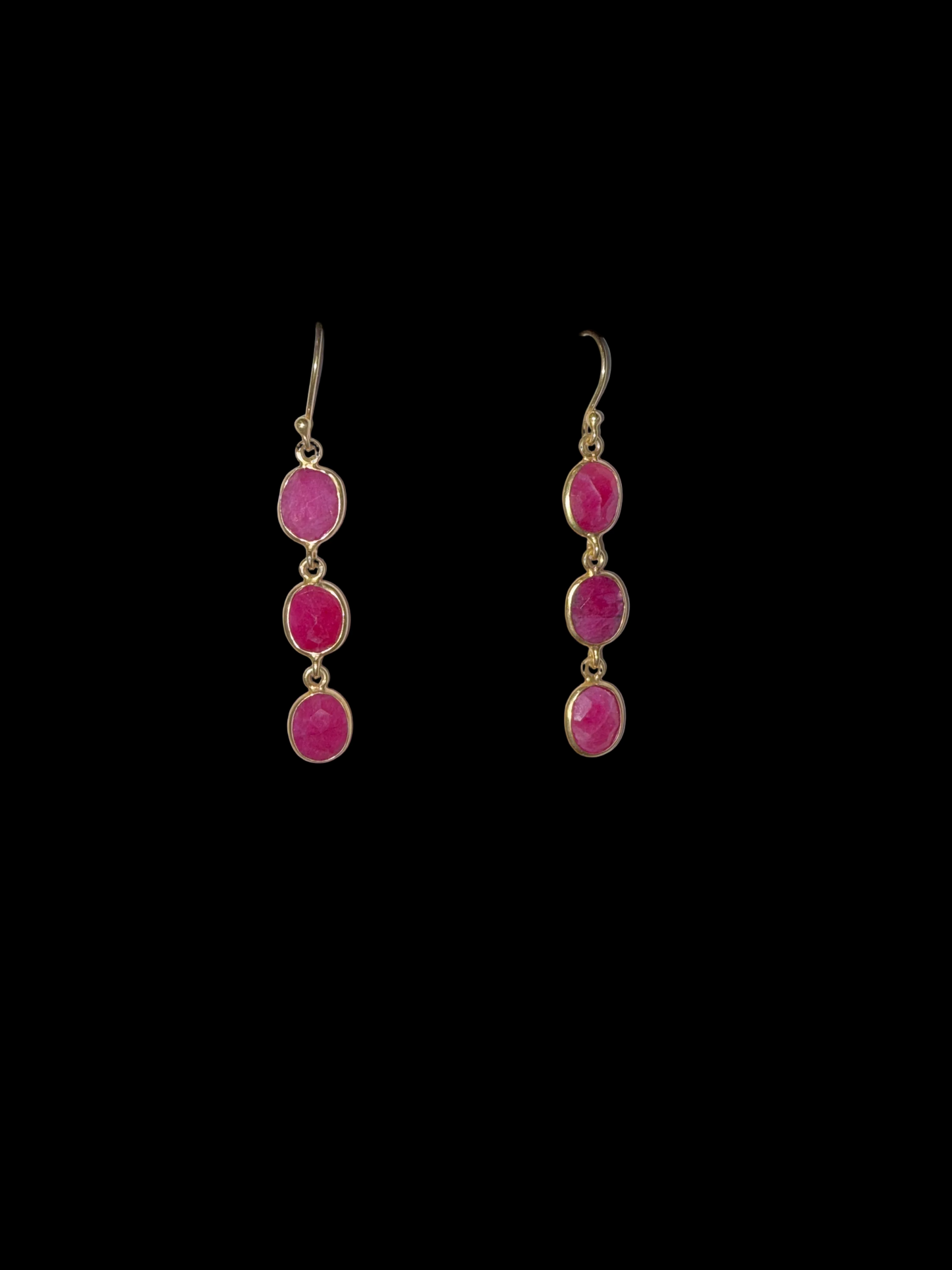 Gold Vermeil Natural Ruby Dangle Earrings