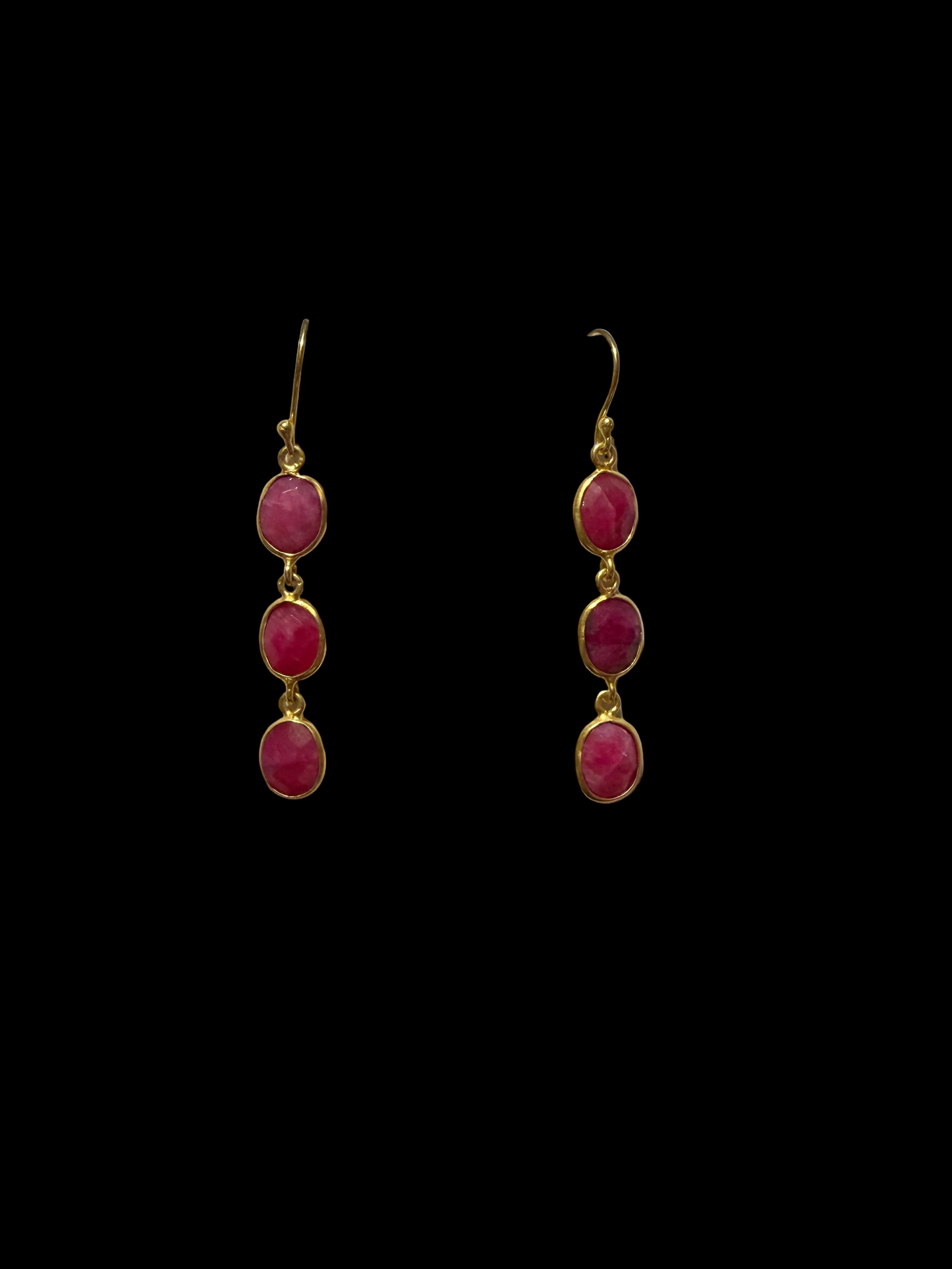 Gold Vermeil Natural Ruby Dangle Earrings