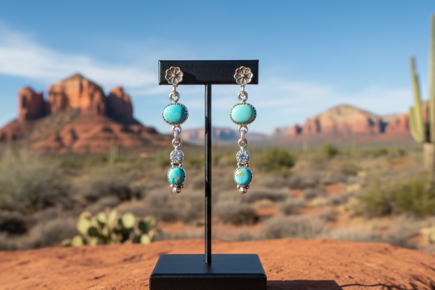 Turquoise & CZ Statement Earrings
