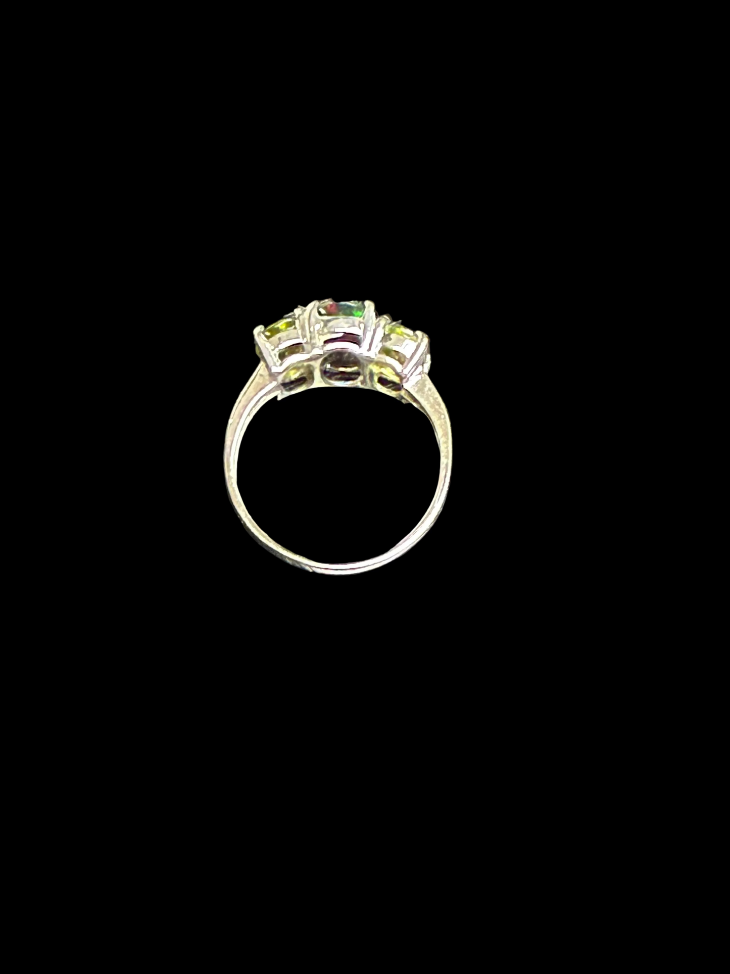 Black Ethiopian Fire Opal & Peridot Ring - size 7.5