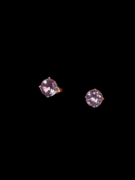 Genuine Amethyst Rose Gold Over Sterling Earrings