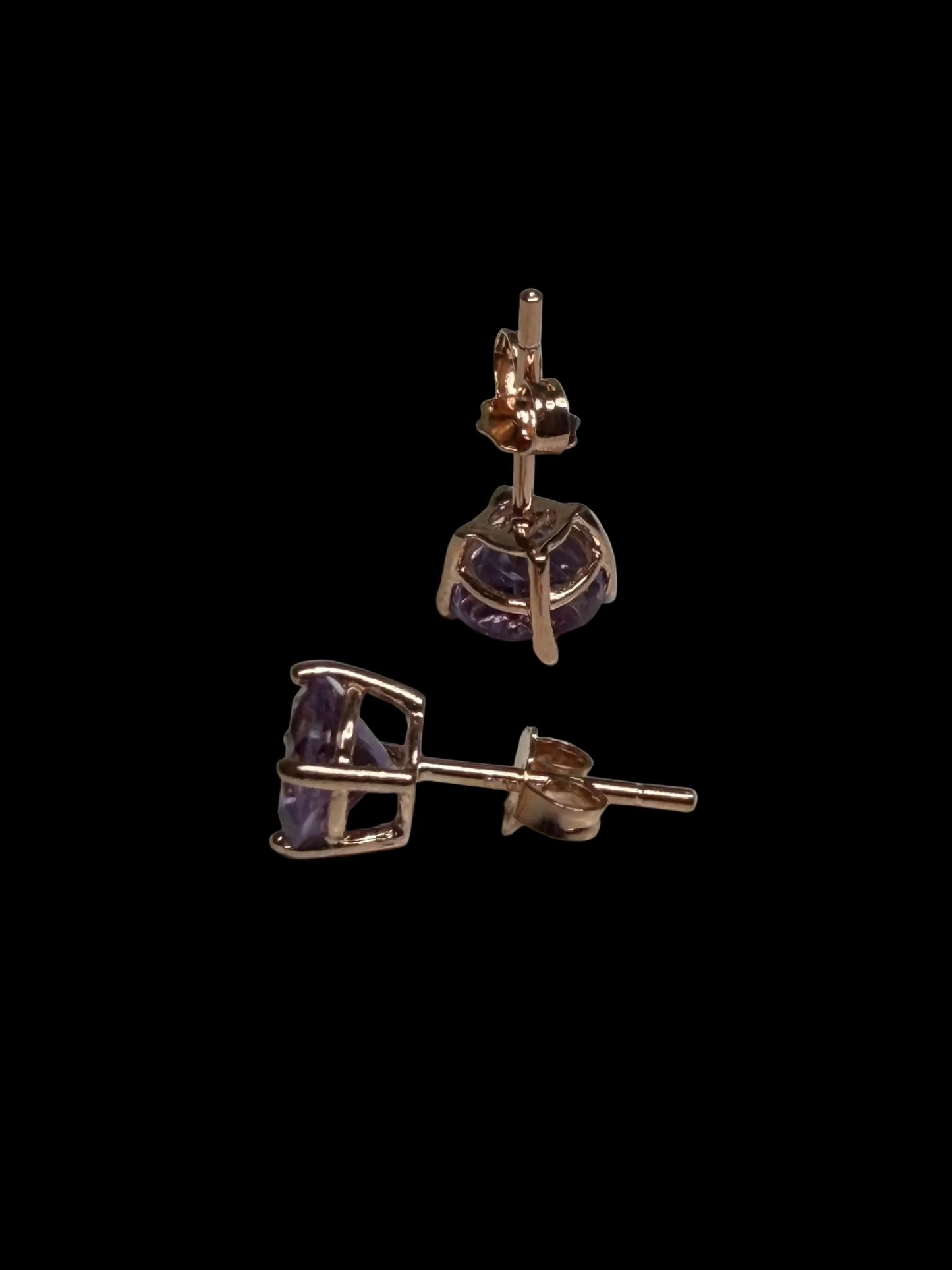 Genuine Amethyst Rose Gold Over Sterling Earrings