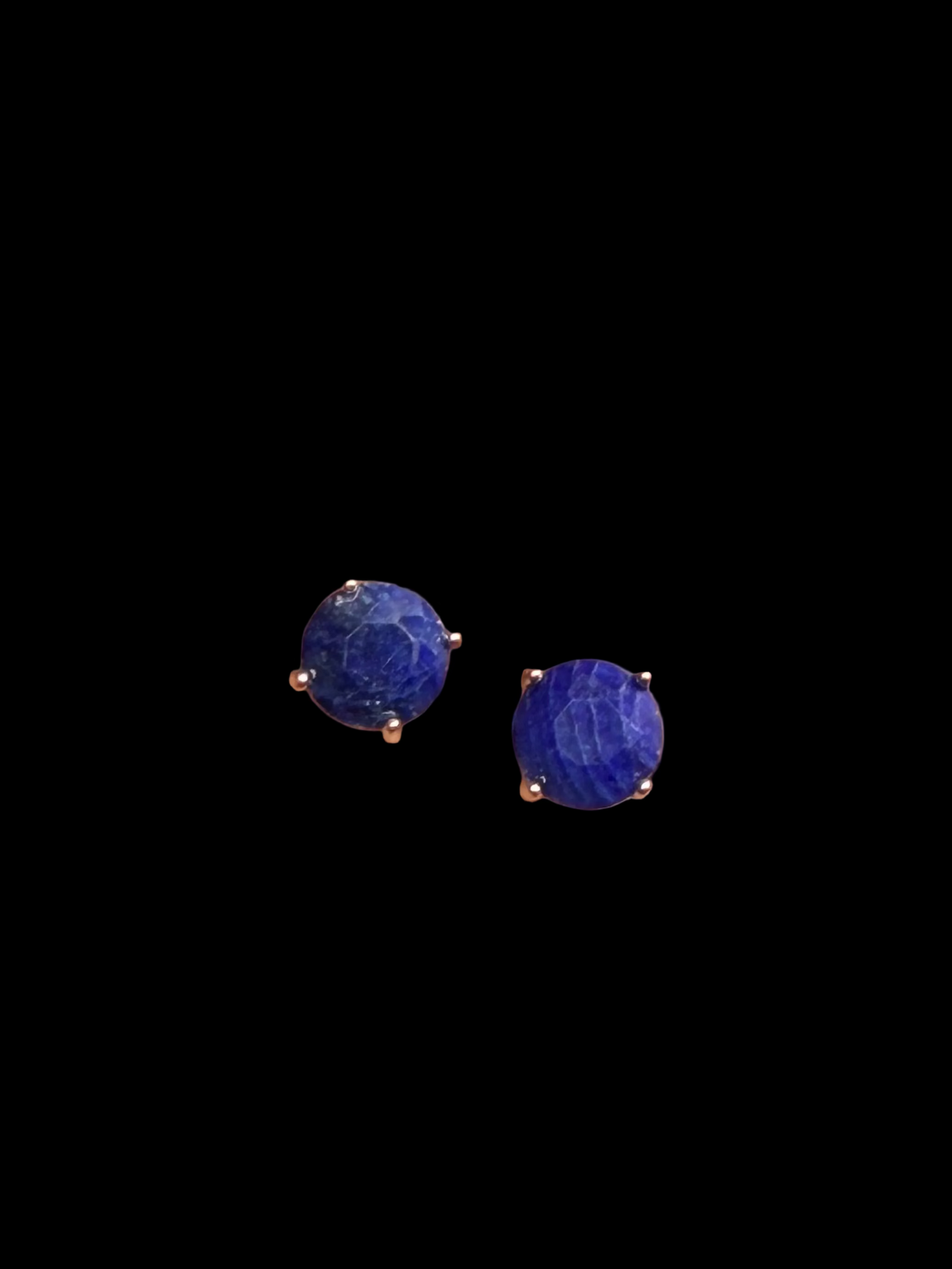Natural Sapphire Rose Gold Over Sterling Silver Earrings