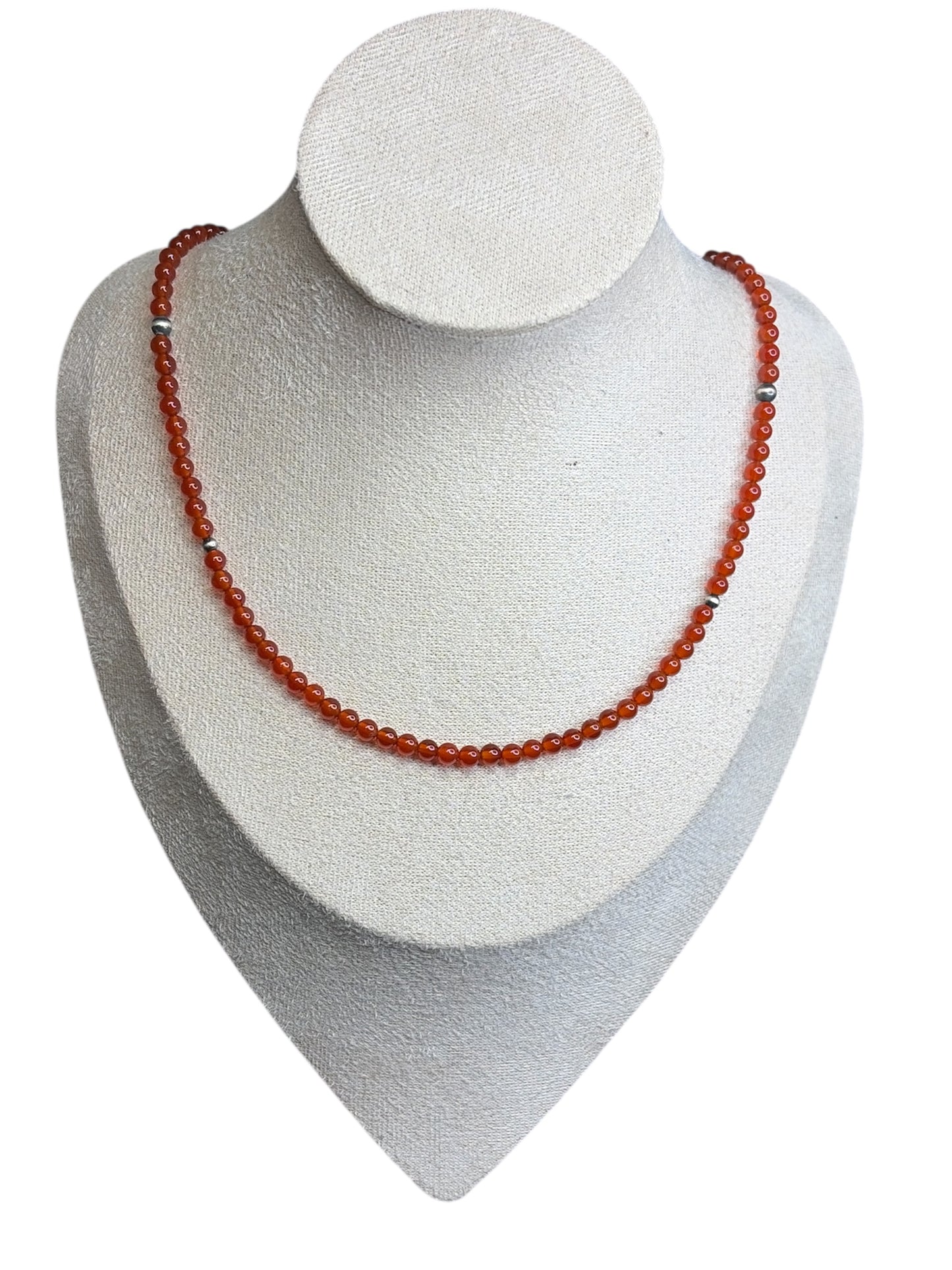 Red Jade & Machine Made Pearl Necklace - 18”