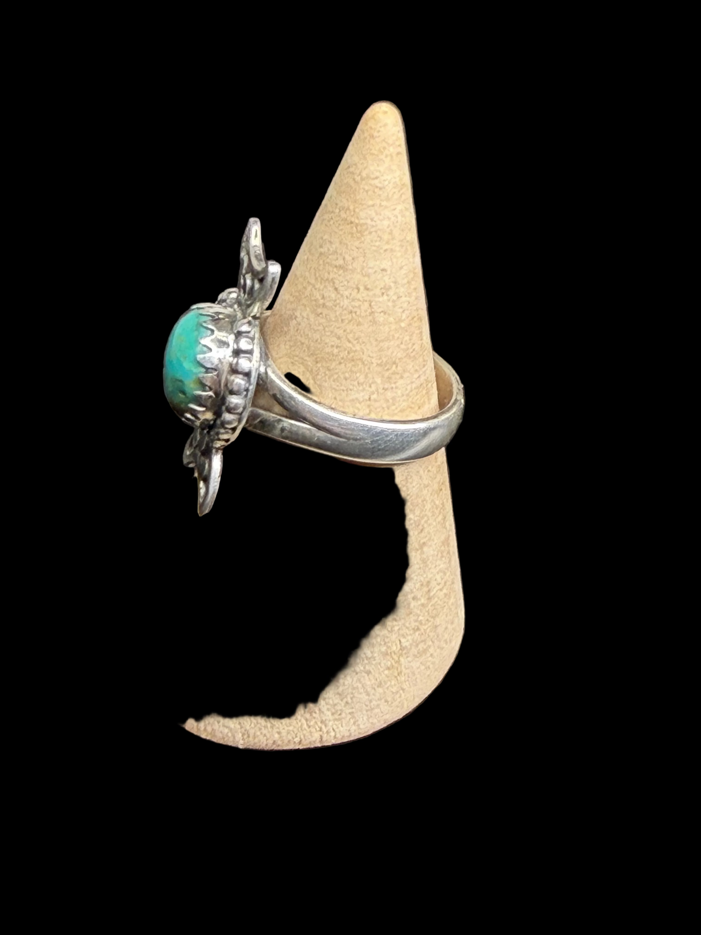 Handcrafted Crescent Moon Kingman Turquoise Ring - size 7