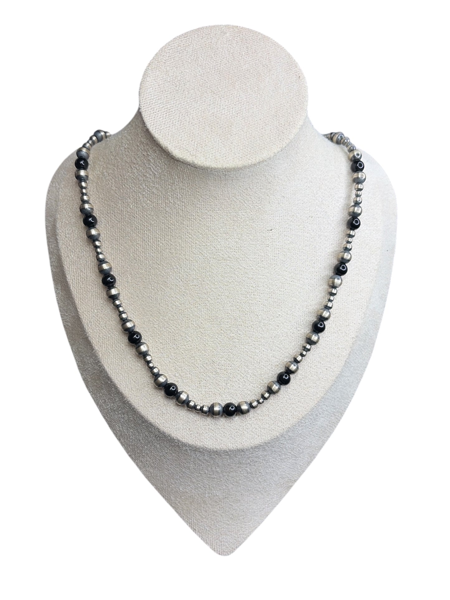 Black Onyx & Desert Beads Necklace - 18”