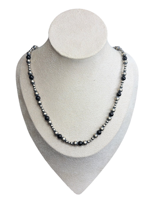 Black Onyx & Desert Beads Necklace - 18”