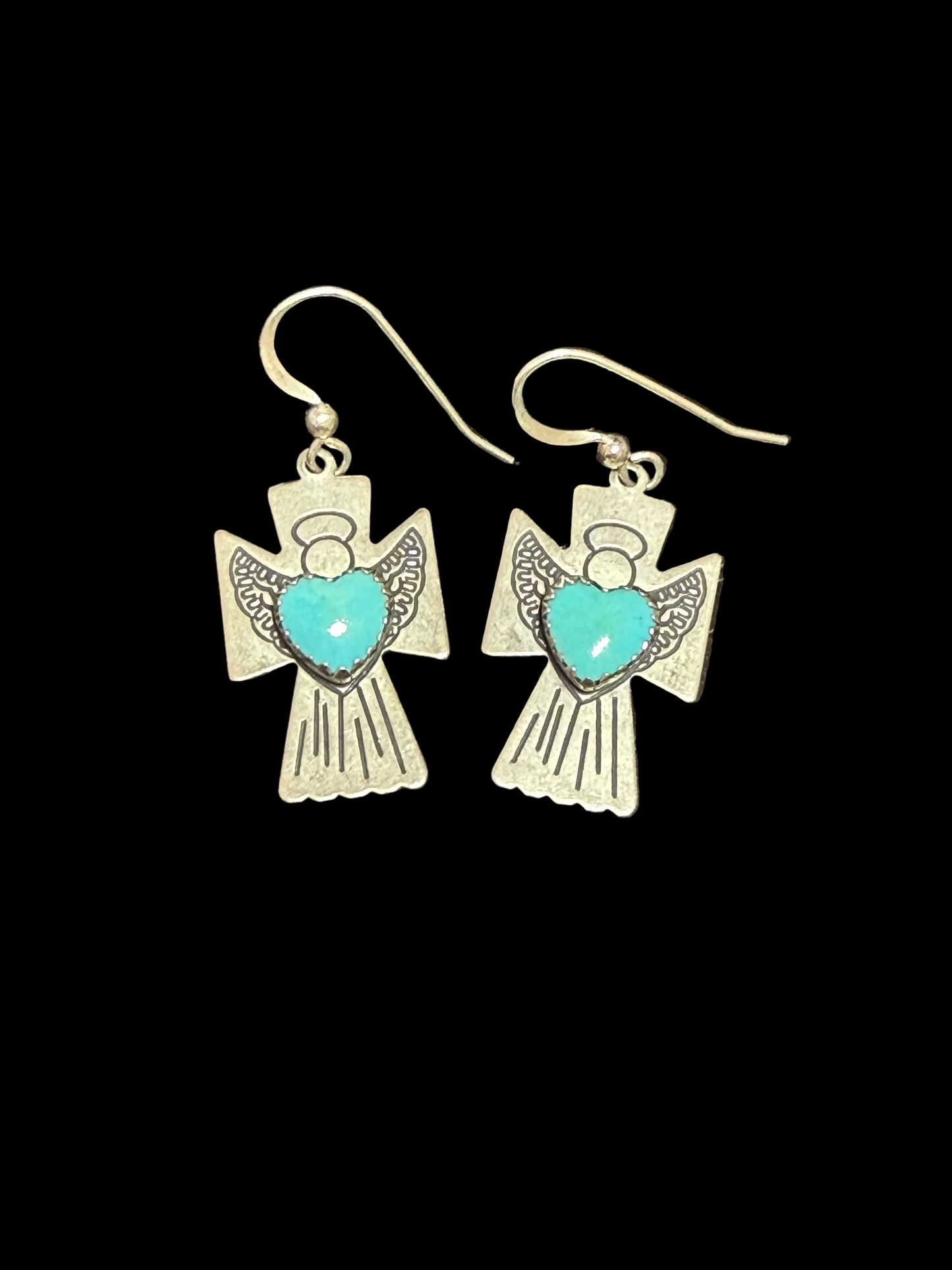 VTG Carolyn Pollack Angel & Turquoise Earrings